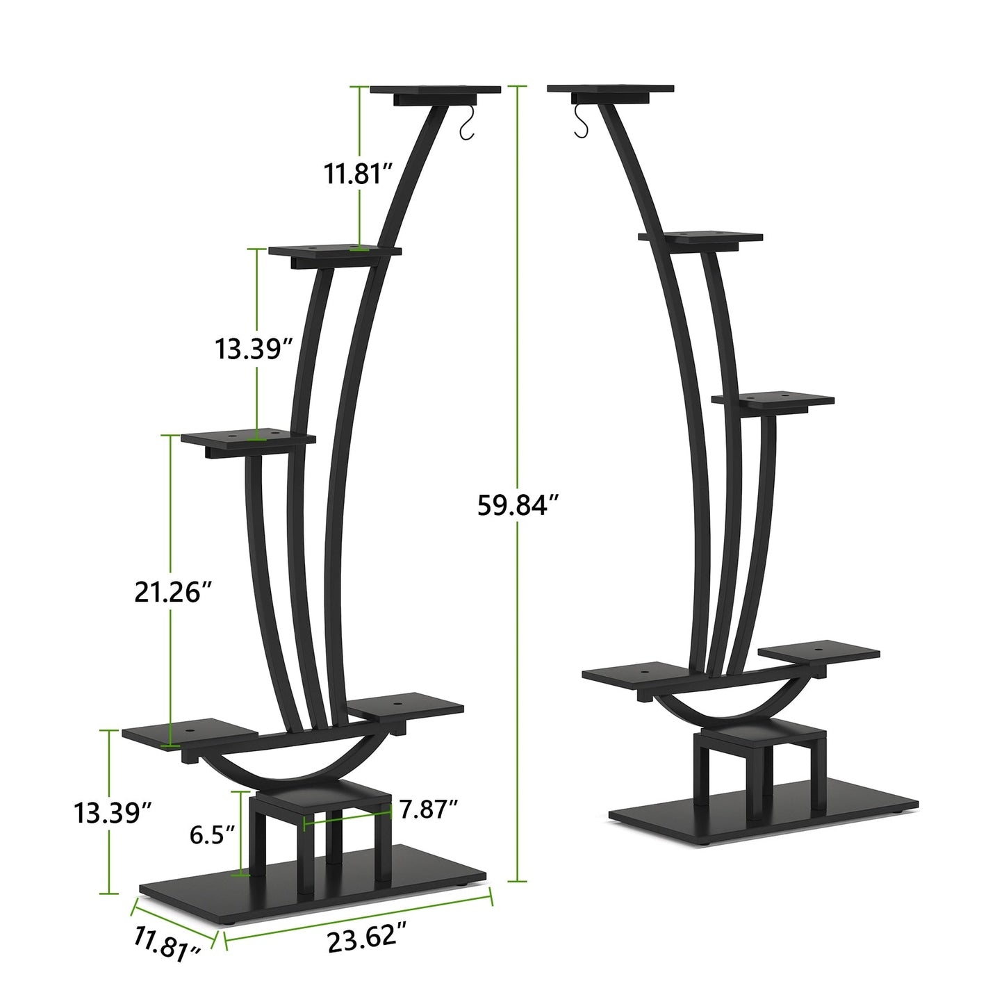 Support pour plantes d'intérieur, étagère à fleurs à 6 niveaux pour jardin - Lot de 2