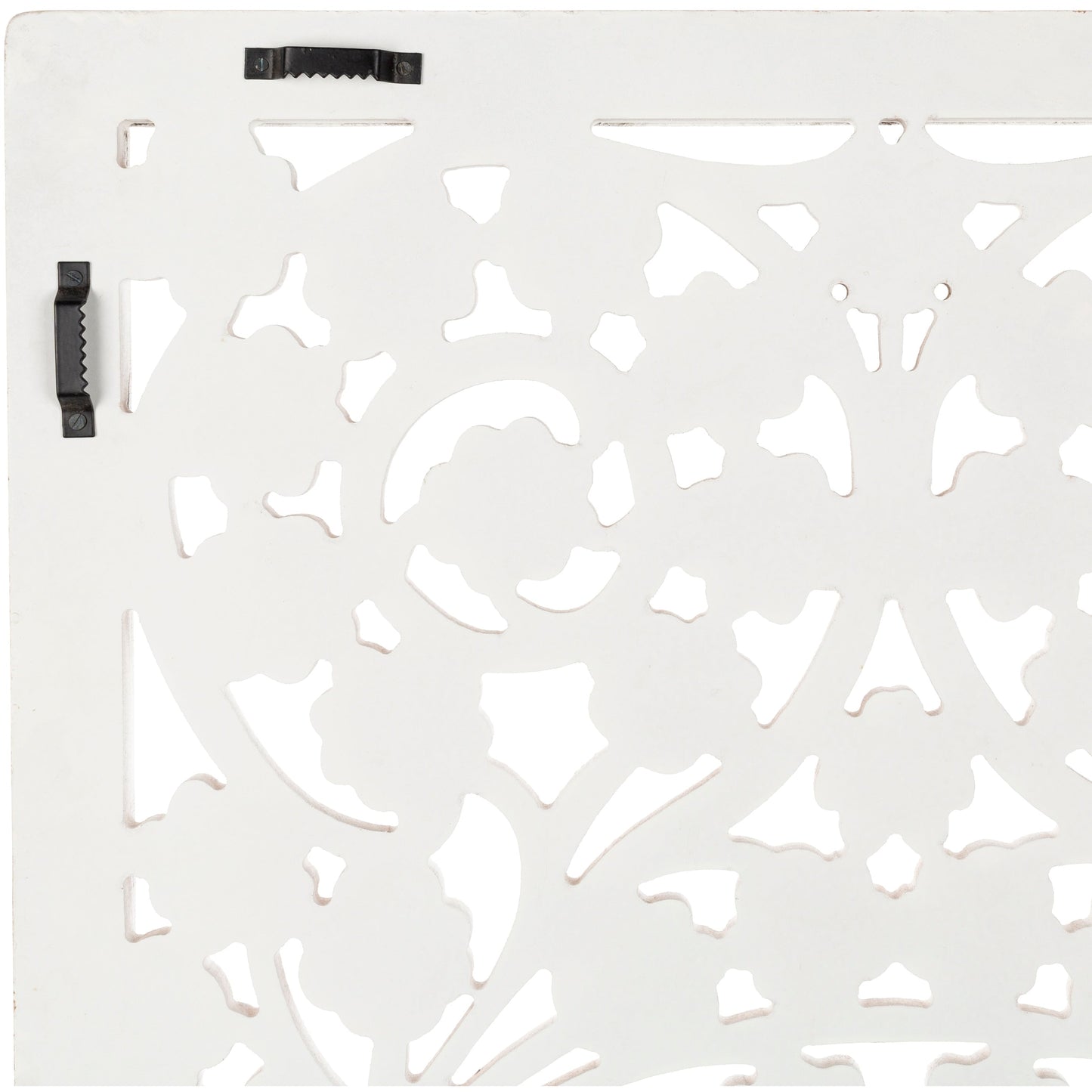 Panneau mural Allen blanc lavé sculpté à la main 48 x 28 pouces avec incrustation de miroir