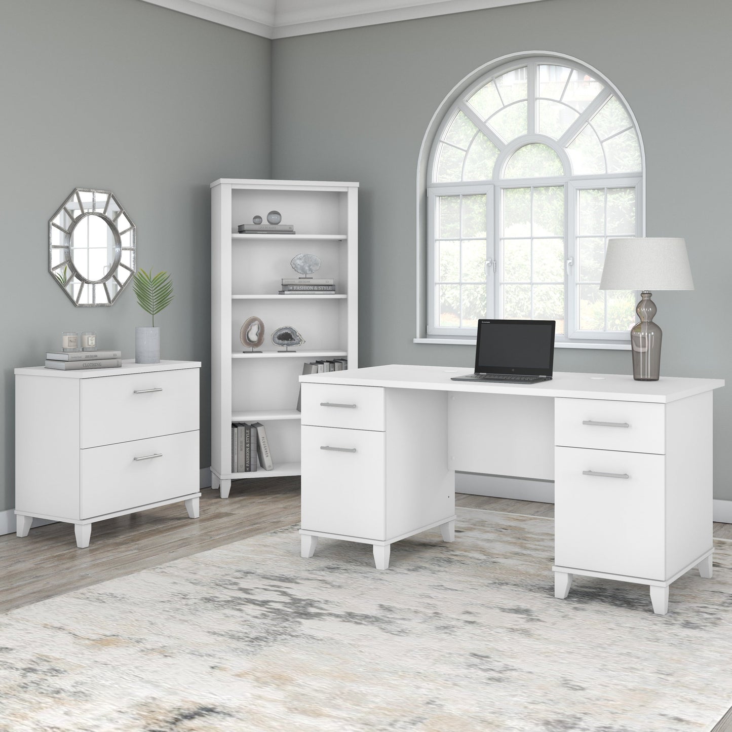 Bibliothèque haute à 5 étagères Bush Furniture Somerset avec tablettes réglables