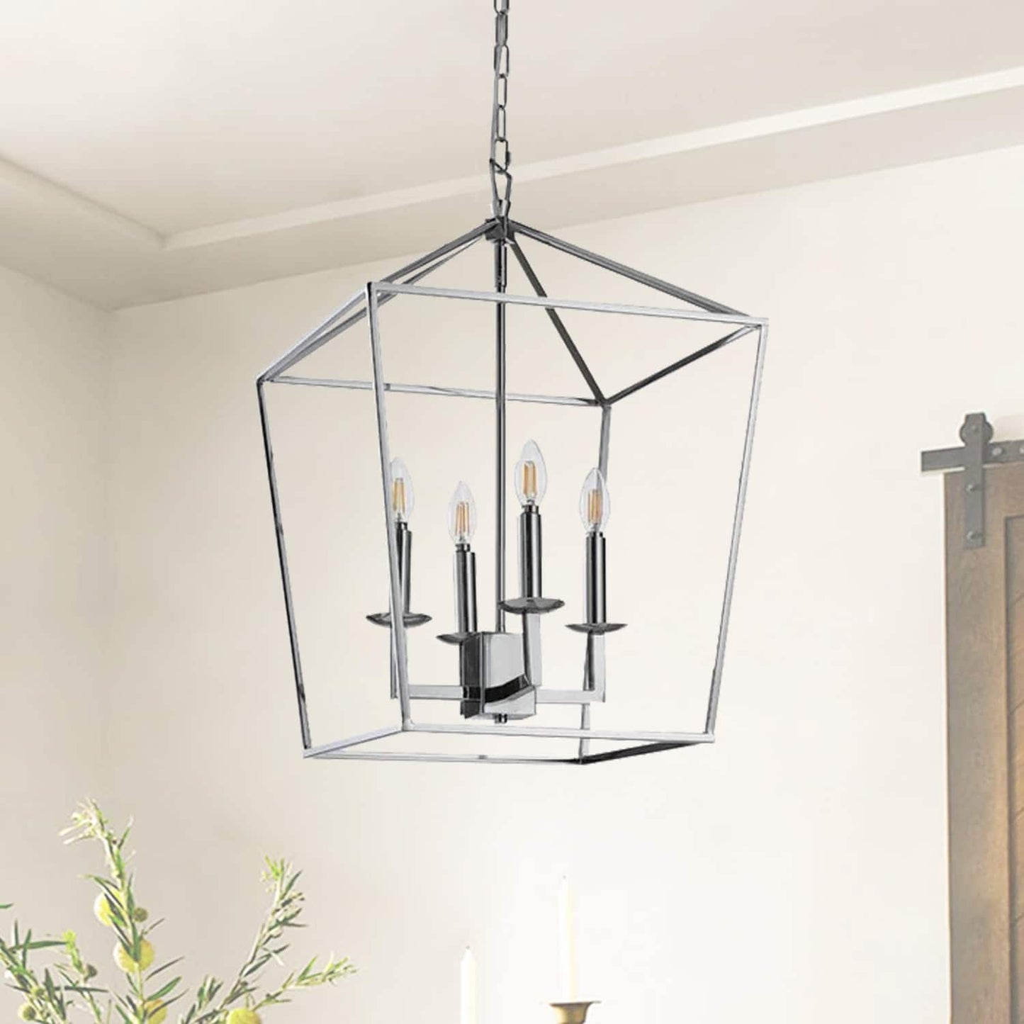 Lustre suspendu style lanterne à bougie pour escalier ou îlot de cuisine - N/A