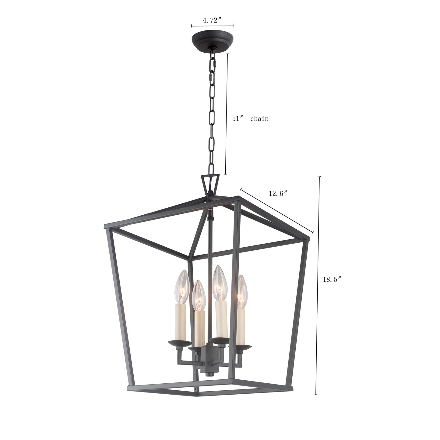 Lustre suspendu style lanterne à bougie pour escalier ou îlot de cuisine - N/A