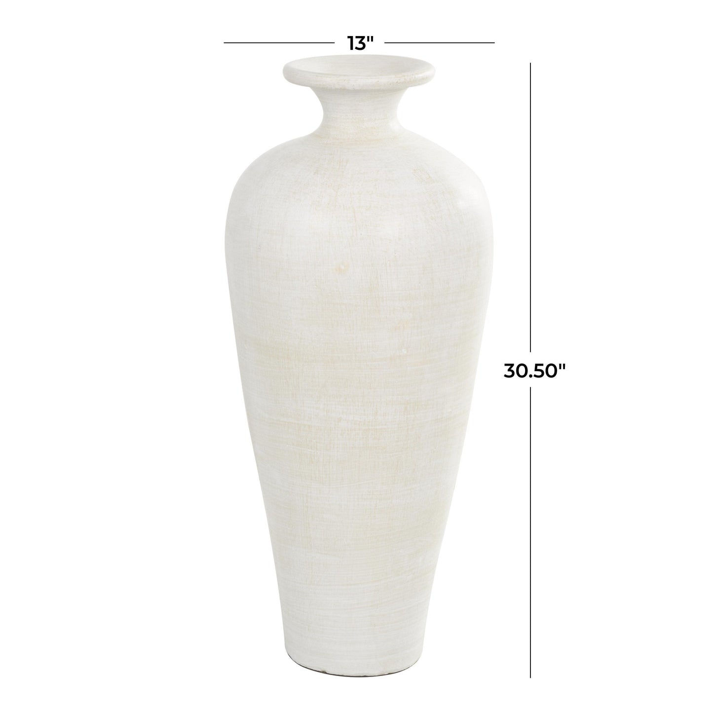 Grand vase décoratif de sol en céramique de forme amphore - Blanc - Roche River Decor