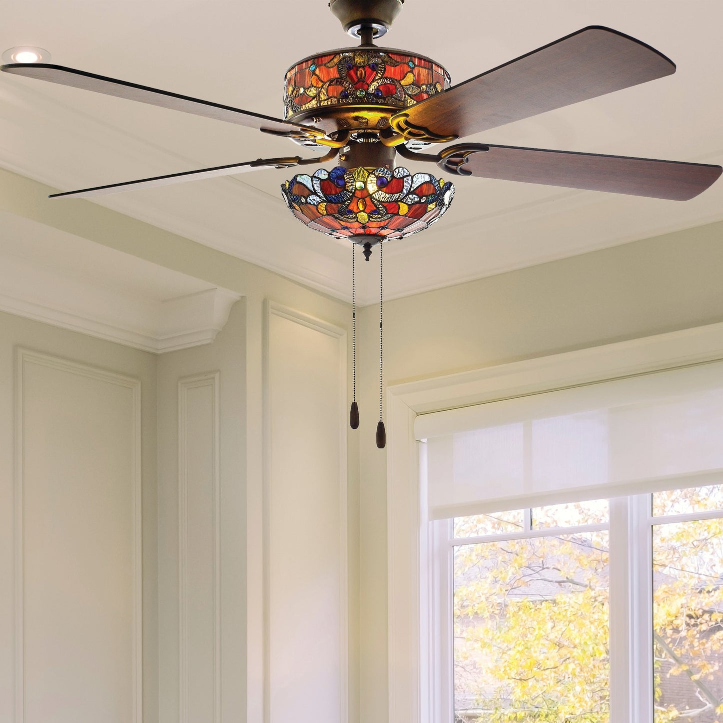 Ventilateur de plafond Magna Carta de style Tiffany Copper Grove Guasipati de 52 pouces - 52L x 52W x 16,5