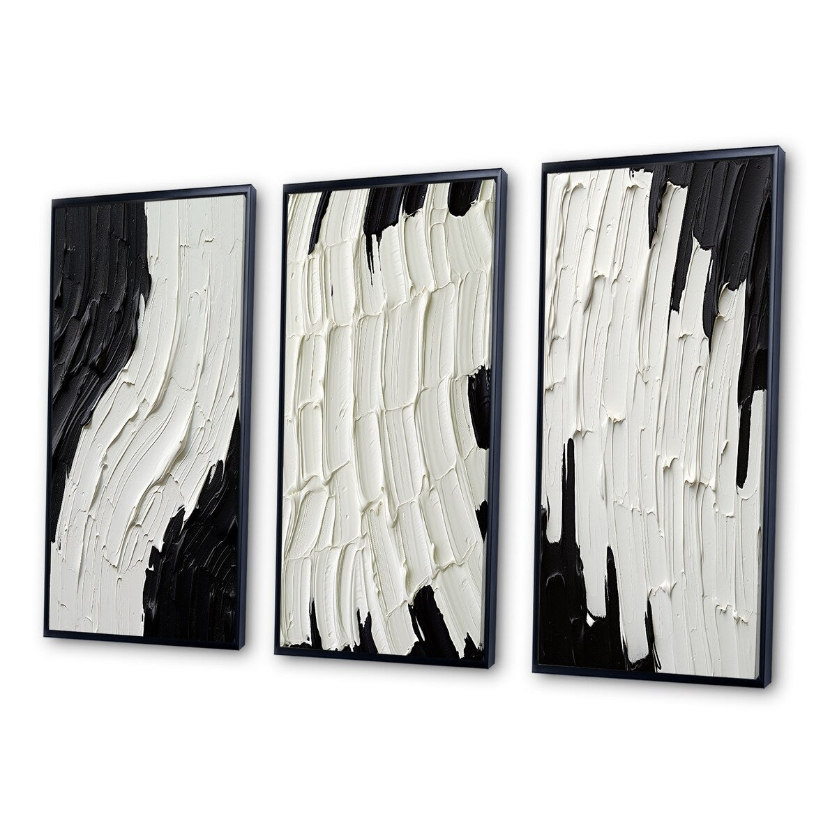Designart Momentary Spirit Noir et Blanc Abstrait II Peinture Abstraite Cadre Galerie Murale Ensemble De 3 Pour La Décoration Intérieure
