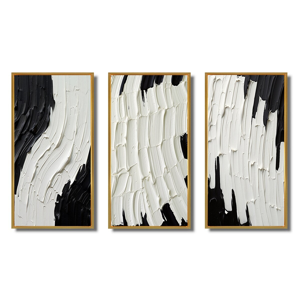 Designart Momentary Spirit Noir et Blanc Abstrait II Peinture Abstraite Cadre Galerie Murale Ensemble De 3 Pour La Décoration Intérieure