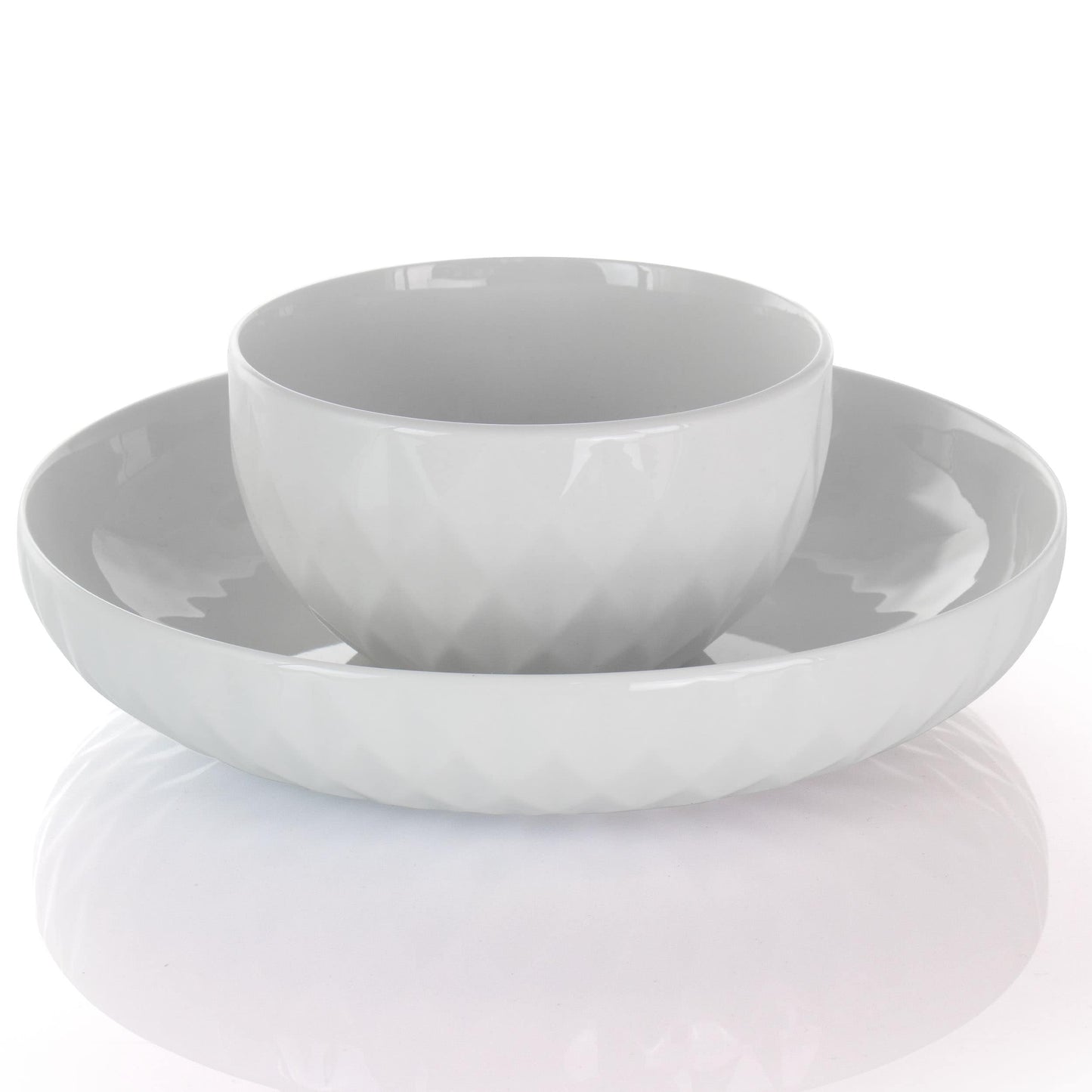 Service de table Elama Sienna 18 pièces en grès blanc