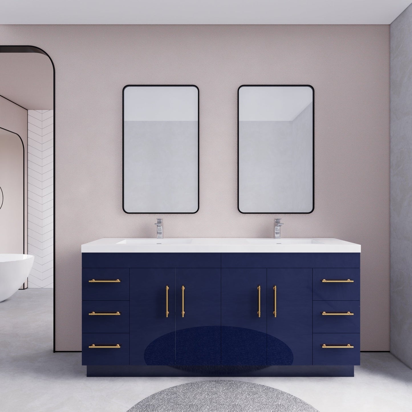 Meuble-lavabo autoportant Eliza de 72 po avec double vasque