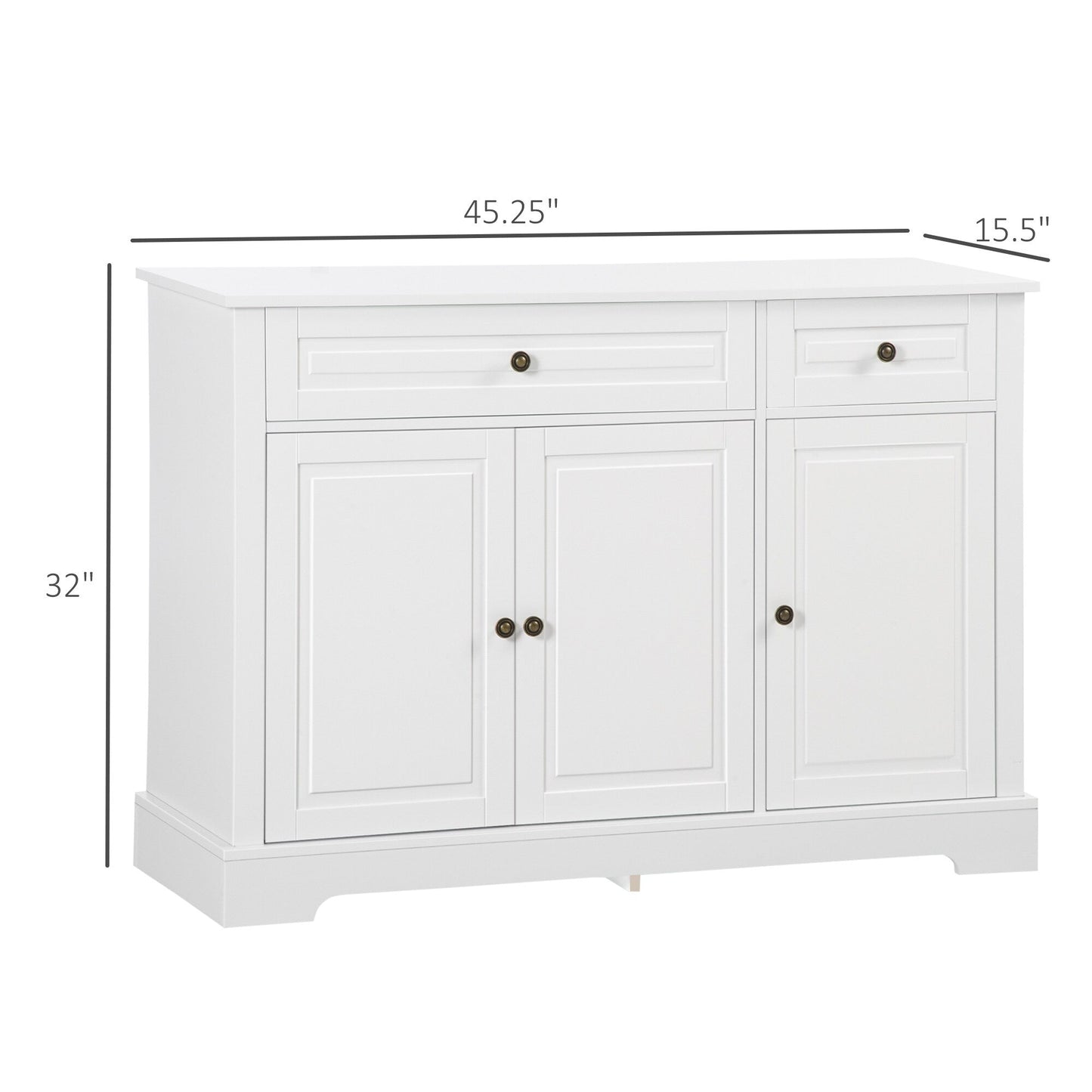 Buffet moderne HOMCOM avec placards de rangement, 2 tiroirs et étagères réglables, noir