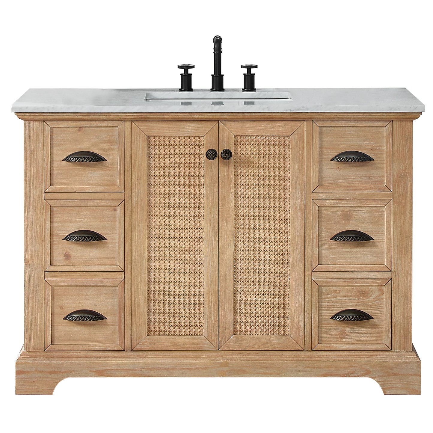 Meuble-lavabo Hervas avec plateau en marbre naturel sans miroir