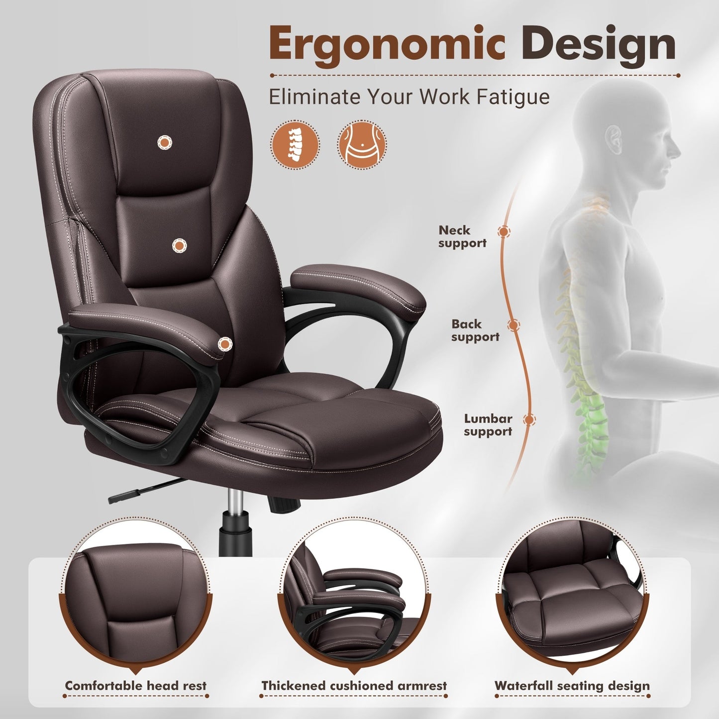 Chaise de bureau ergonomique Homall à dossier haut