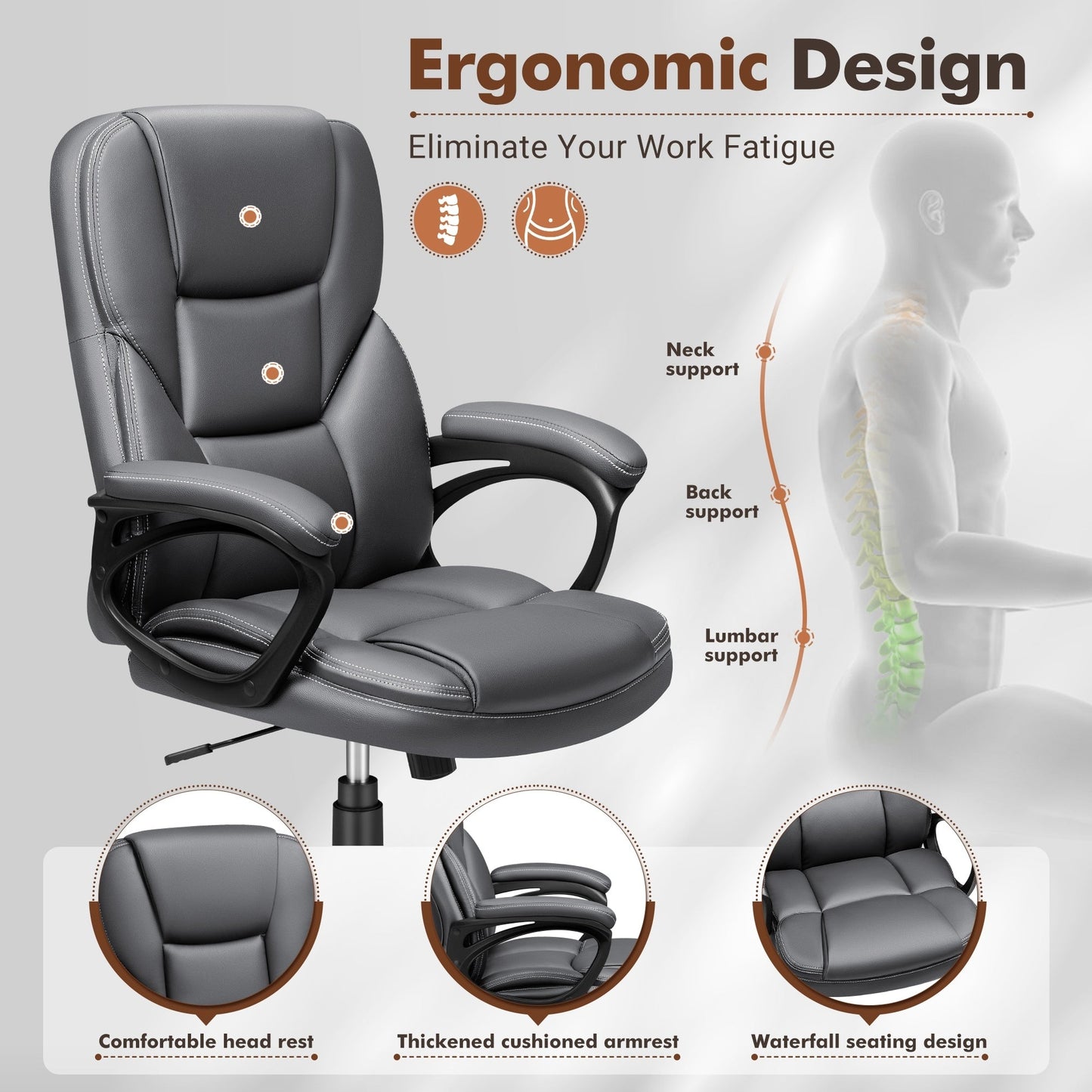 Chaise de bureau ergonomique Homall à dossier haut