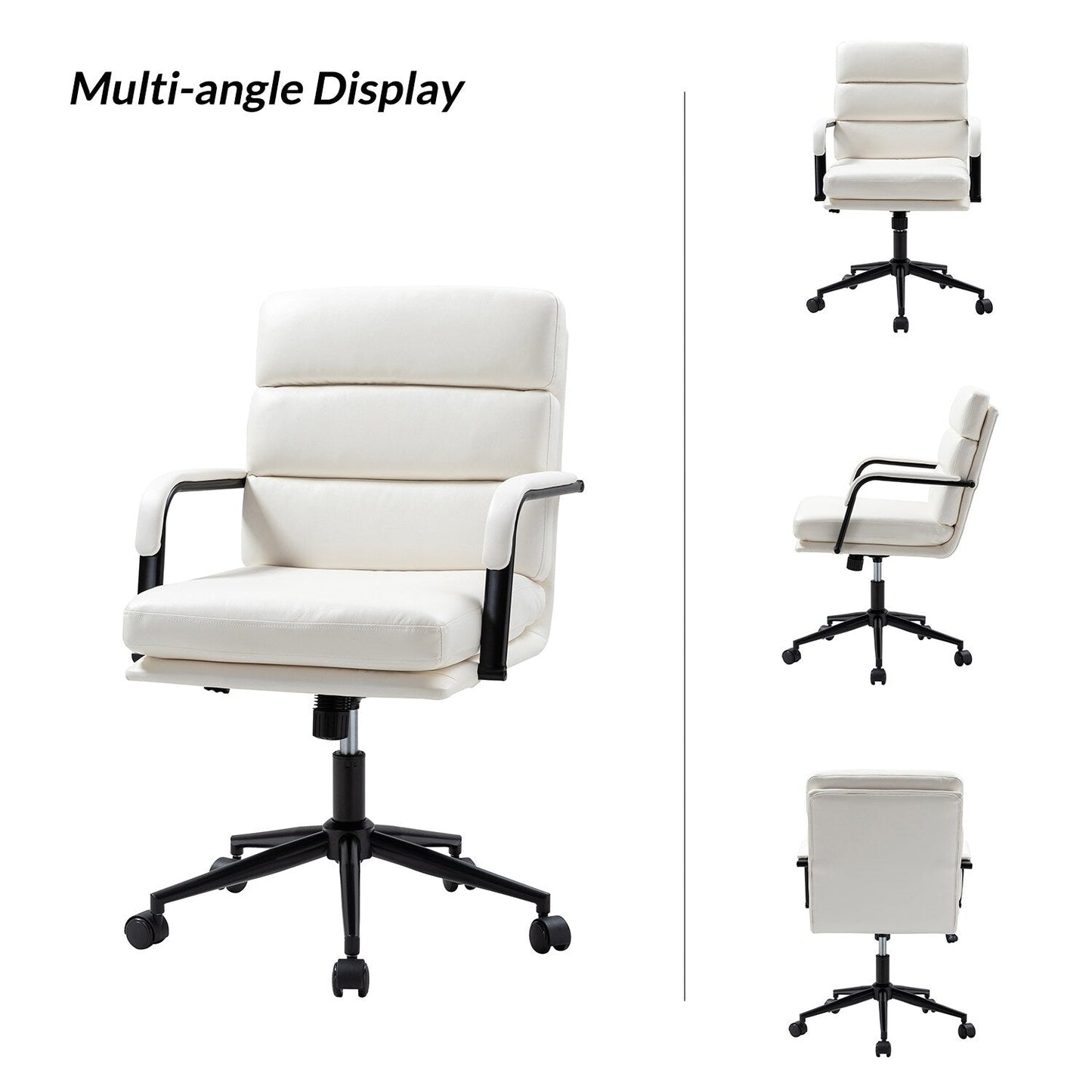 Chaise de travail moderne Joseph en similicuir avec verrouillage de l'inclinaison et inclinaison centrale par HULALA HOME