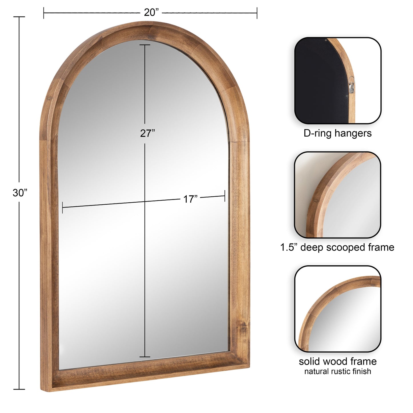 Miroir mural en bois Arch de Kate et Laurel Hatherleigh