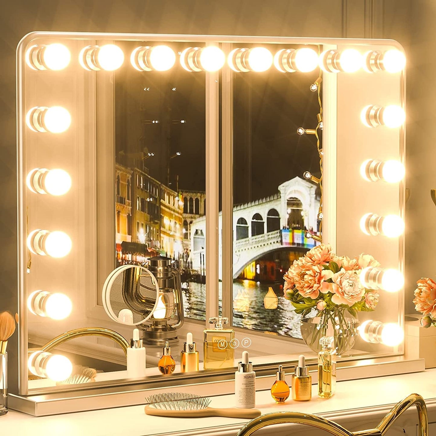Miroir de maquillage Hollywood Keonjinn à LED avec 15/18 lumières LED