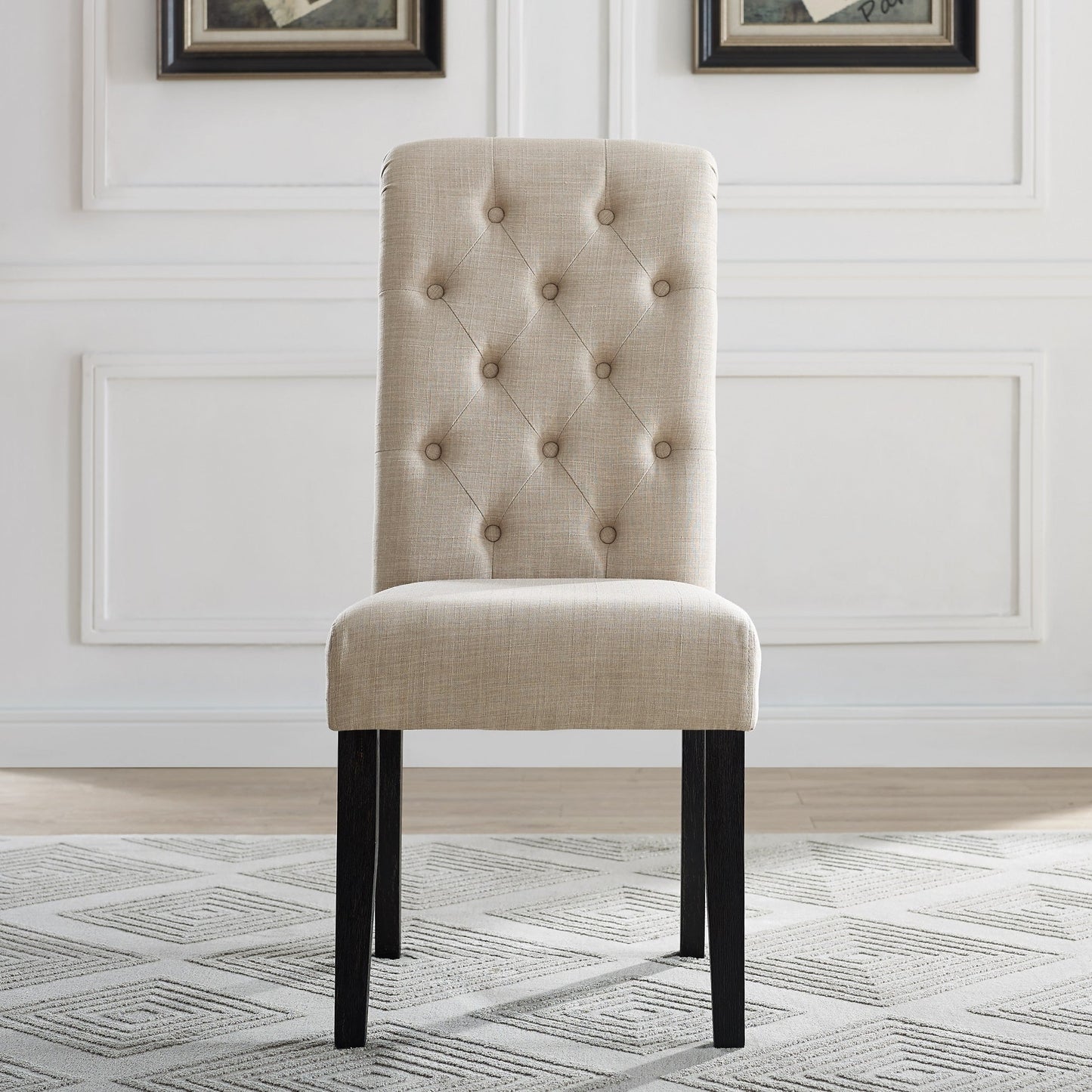 Chaise de salle à manger capitonnée en bois massif Leviton de Roundhill Furniture (lot de 2)
