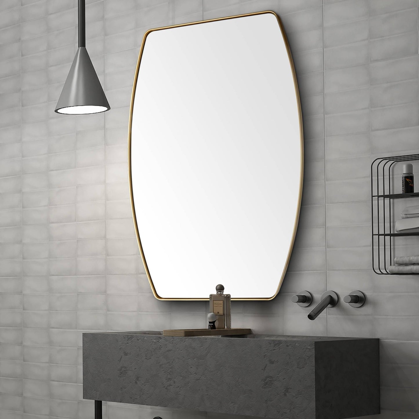 Miroir mural oblong en métal MacLuu