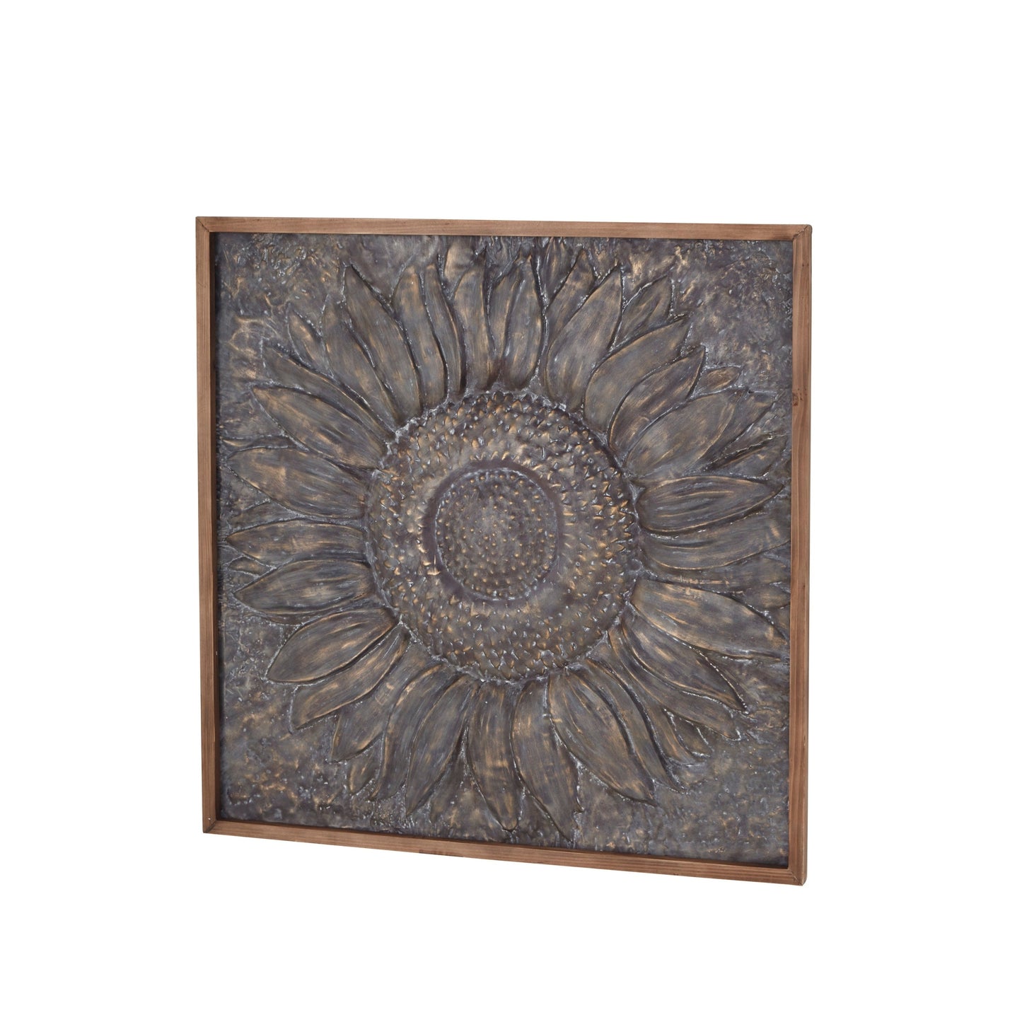 Décoration murale en métal motif tournesol floral avec détails en relief - Gris - Roche River Decor