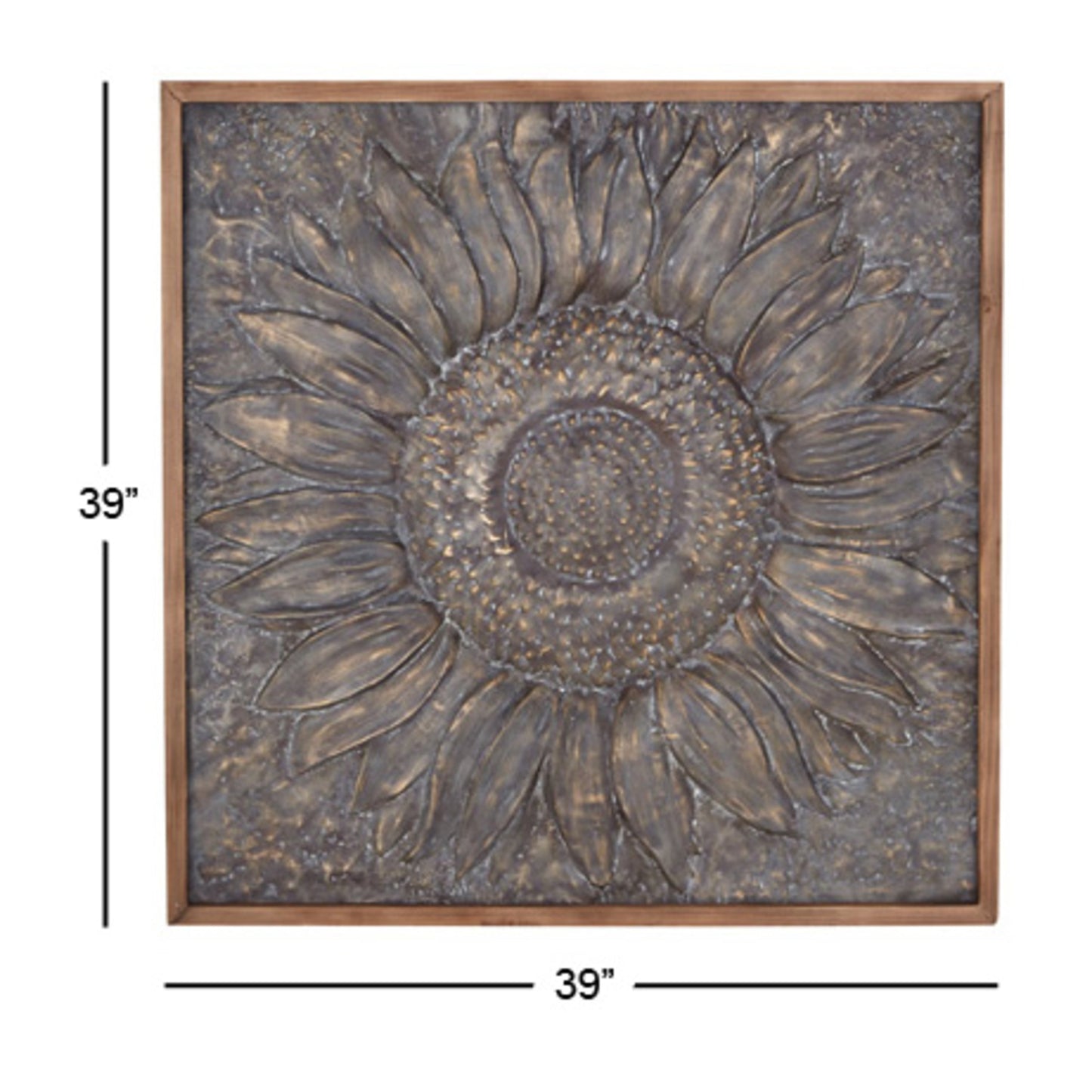 Décoration murale en métal motif tournesol floral avec détails en relief - Gris - Roche River Decor