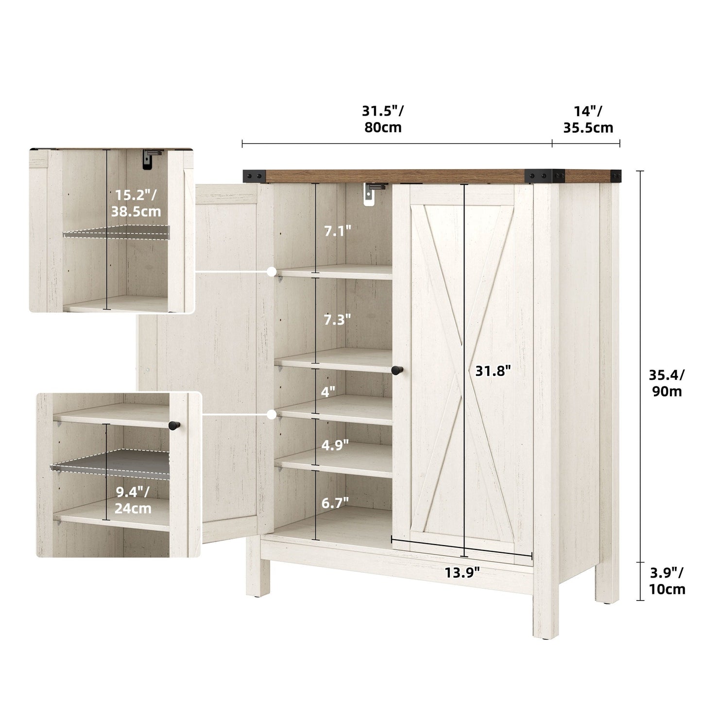 Meuble de rangement à chaussures Moasis à 5 niveaux pour 20 paires de chaussures avec portes doubles pour l'entrée