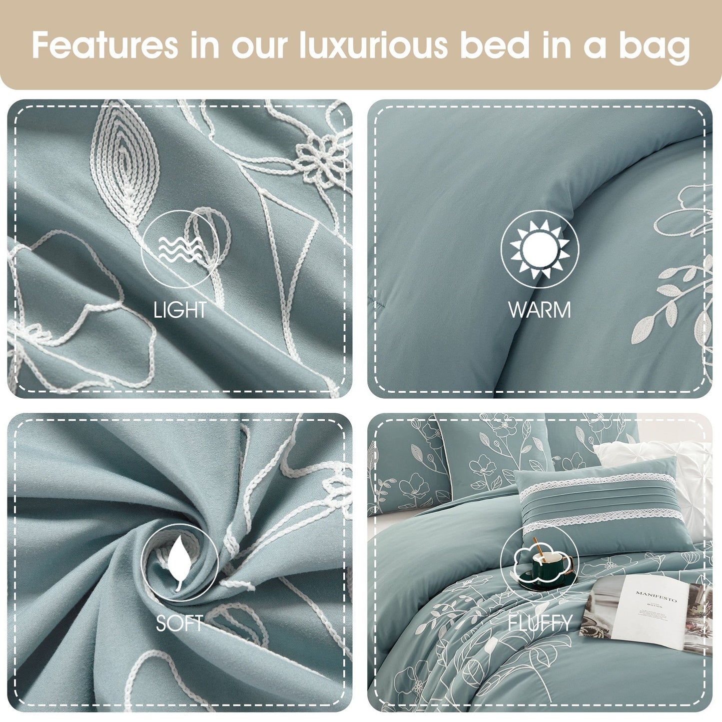 Ensemble de couette florale botanique Nanshing Taylor 7 pièces