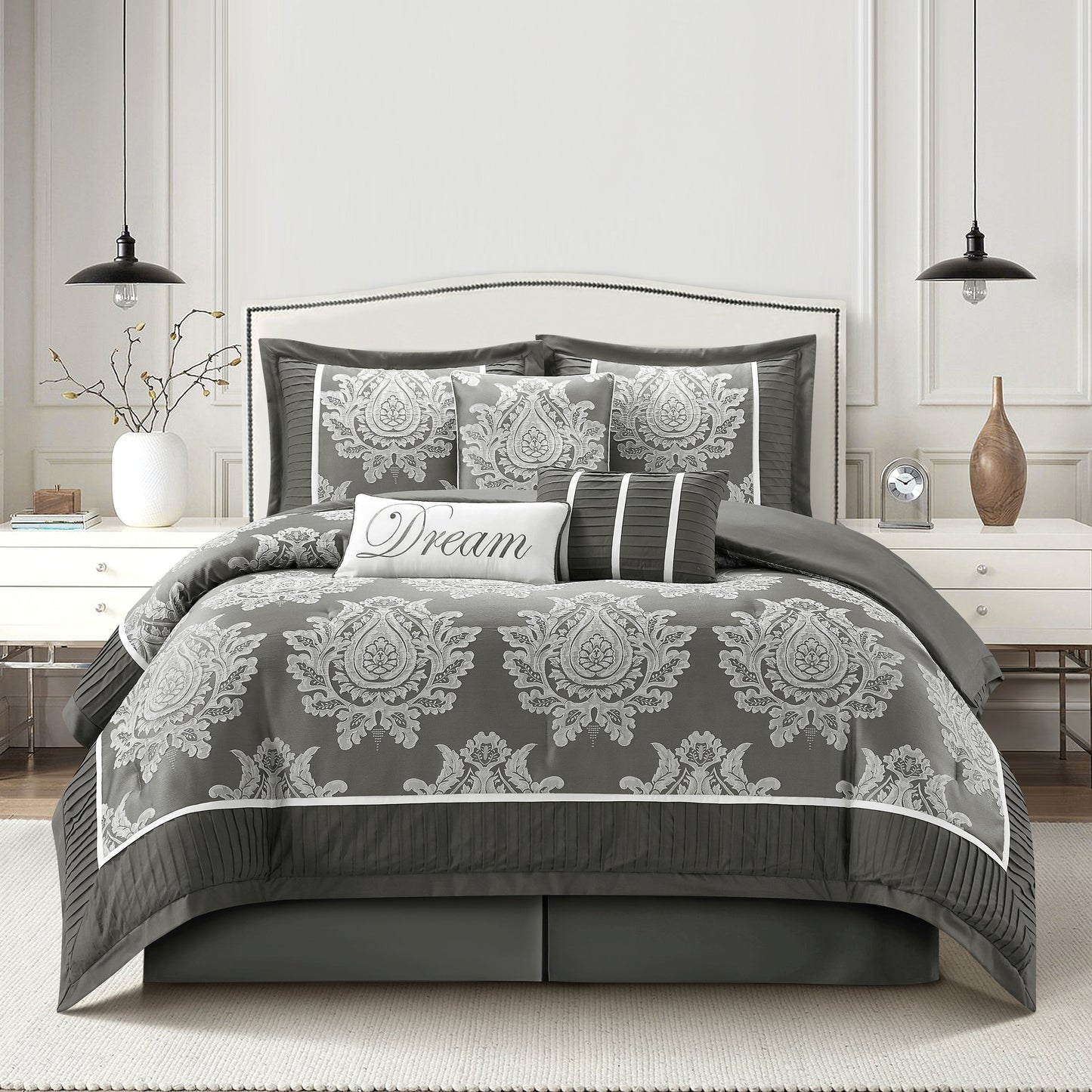 Ensemble de couette traditionnelle damassée Nanshing Tiana 7 pièces