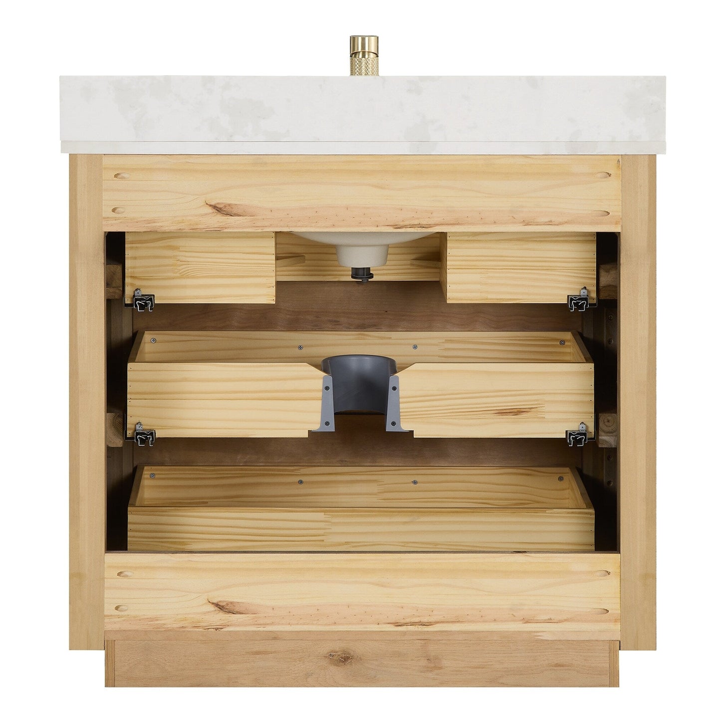 Meuble-lavabo Porto avec dessus en quartz blanc sans miroir