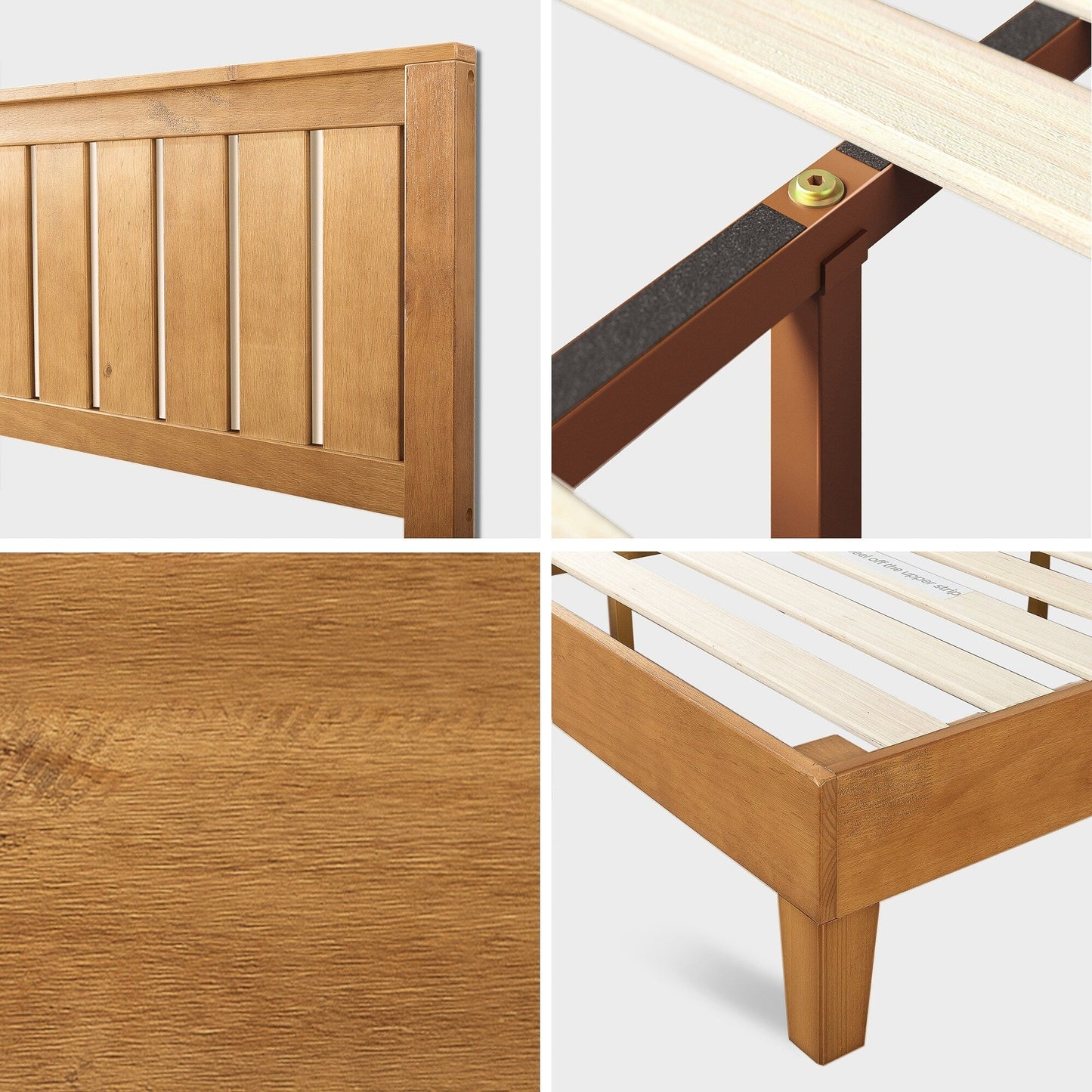 Priage by ZINUS Cadre de lit plateforme en bois de pin rustique de luxe