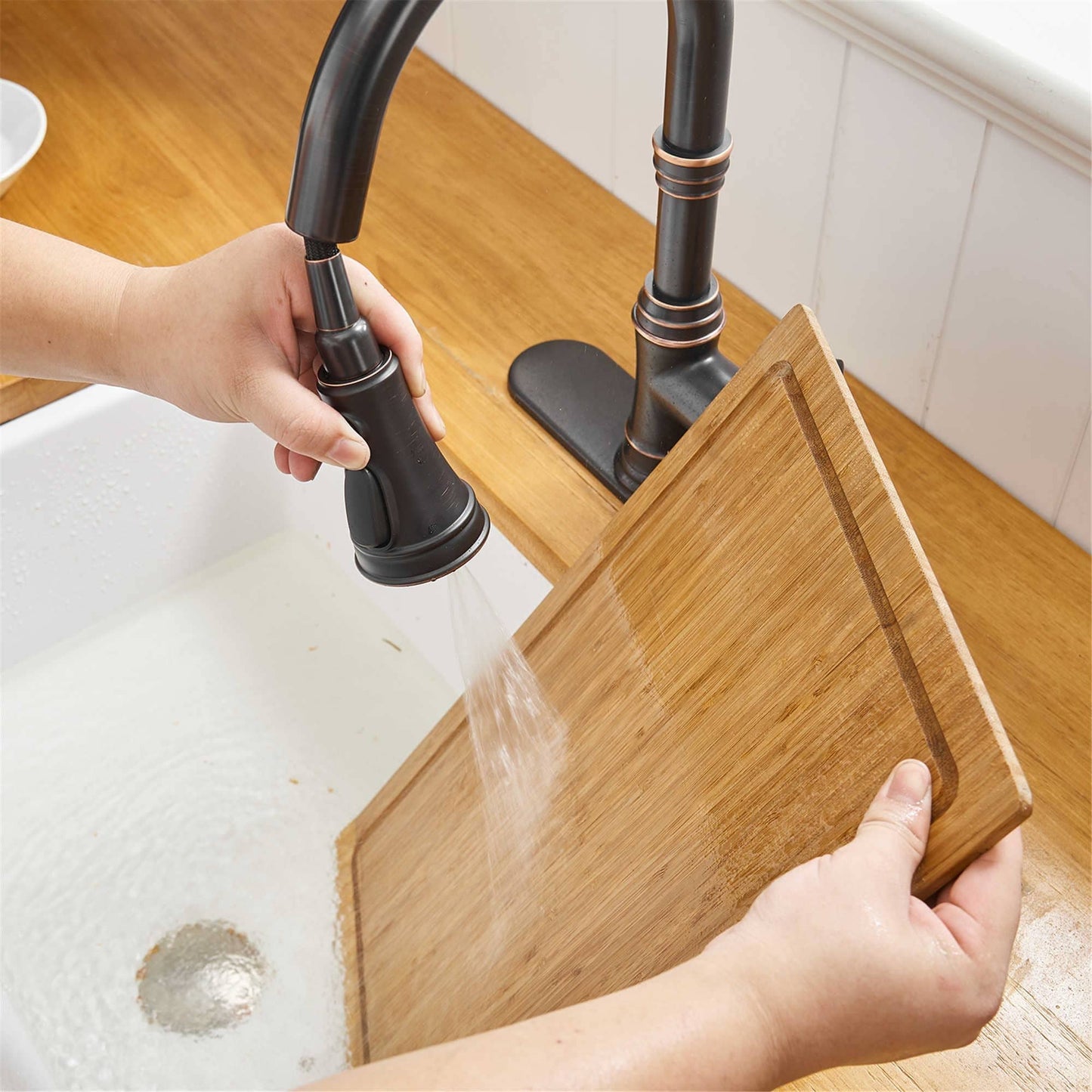 Robinet de cuisine à tirette, poignée unique, robinet d'évier de cuisine moderne à un trou avec douchette extractible, robinet de lavabo avec plaque de pont