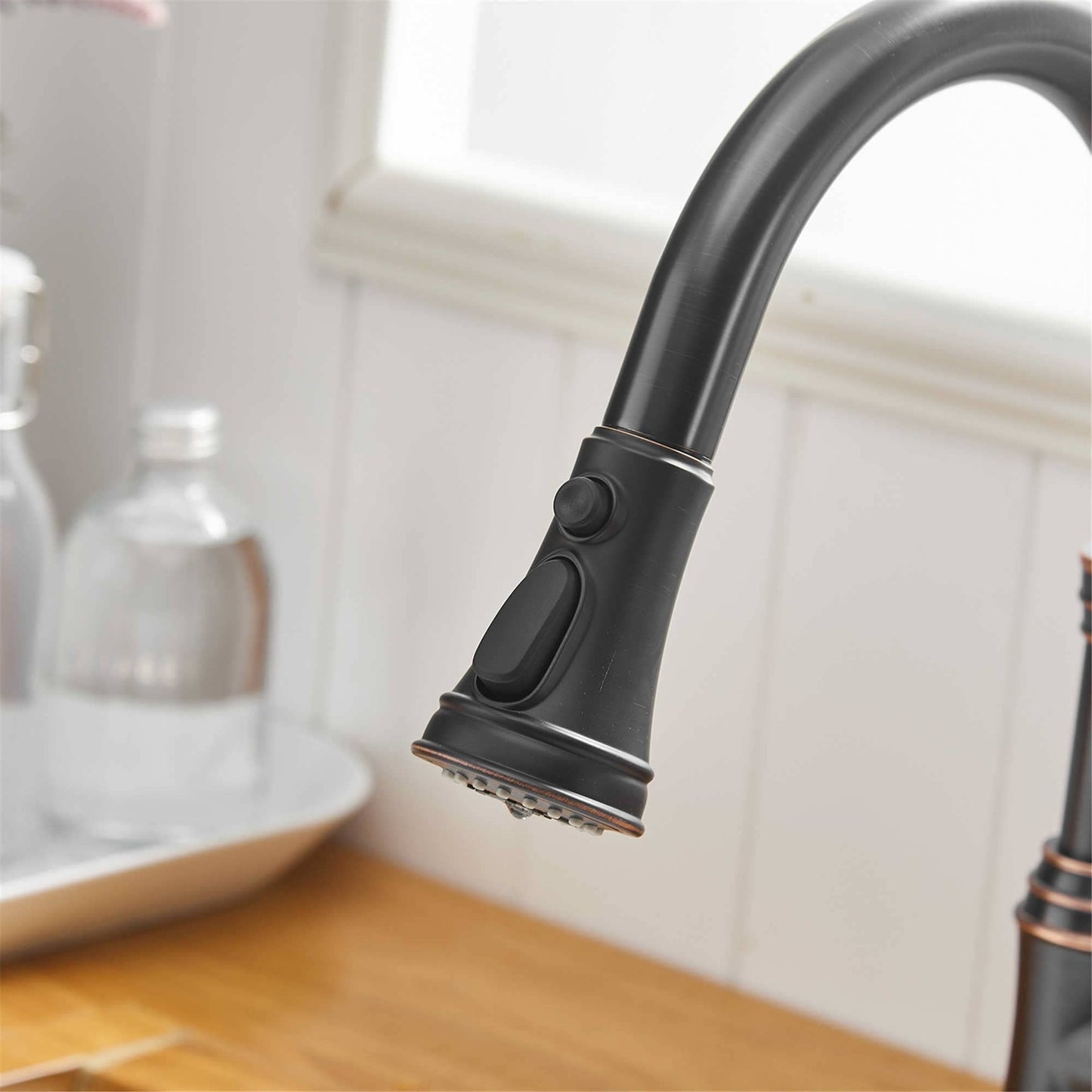 Robinet de cuisine à tirette, poignée unique, robinet d'évier de cuisine moderne à un trou avec douchette extractible, robinet de lavabo avec plaque de pont