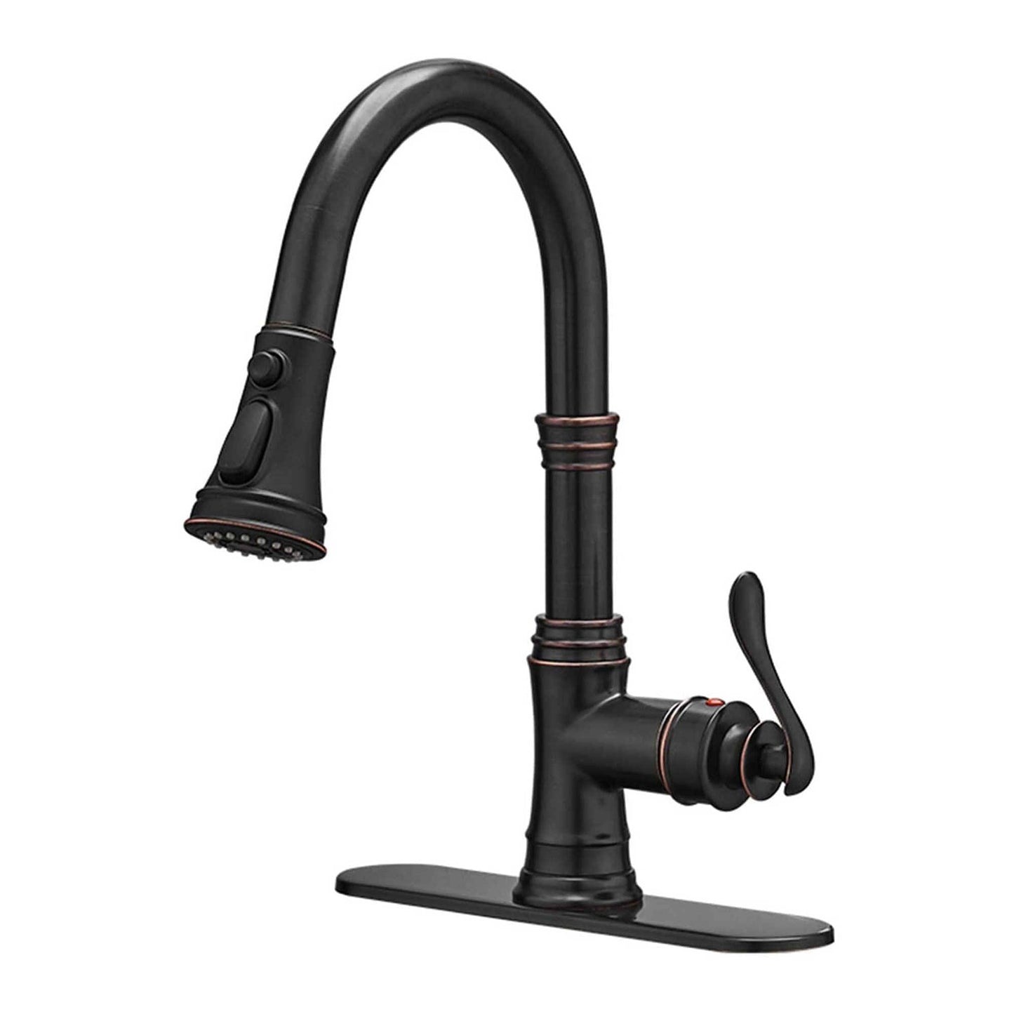 Robinet de cuisine à tirette, poignée unique, robinet d'évier de cuisine moderne à un trou avec douchette extractible, robinet de lavabo avec plaque de pont