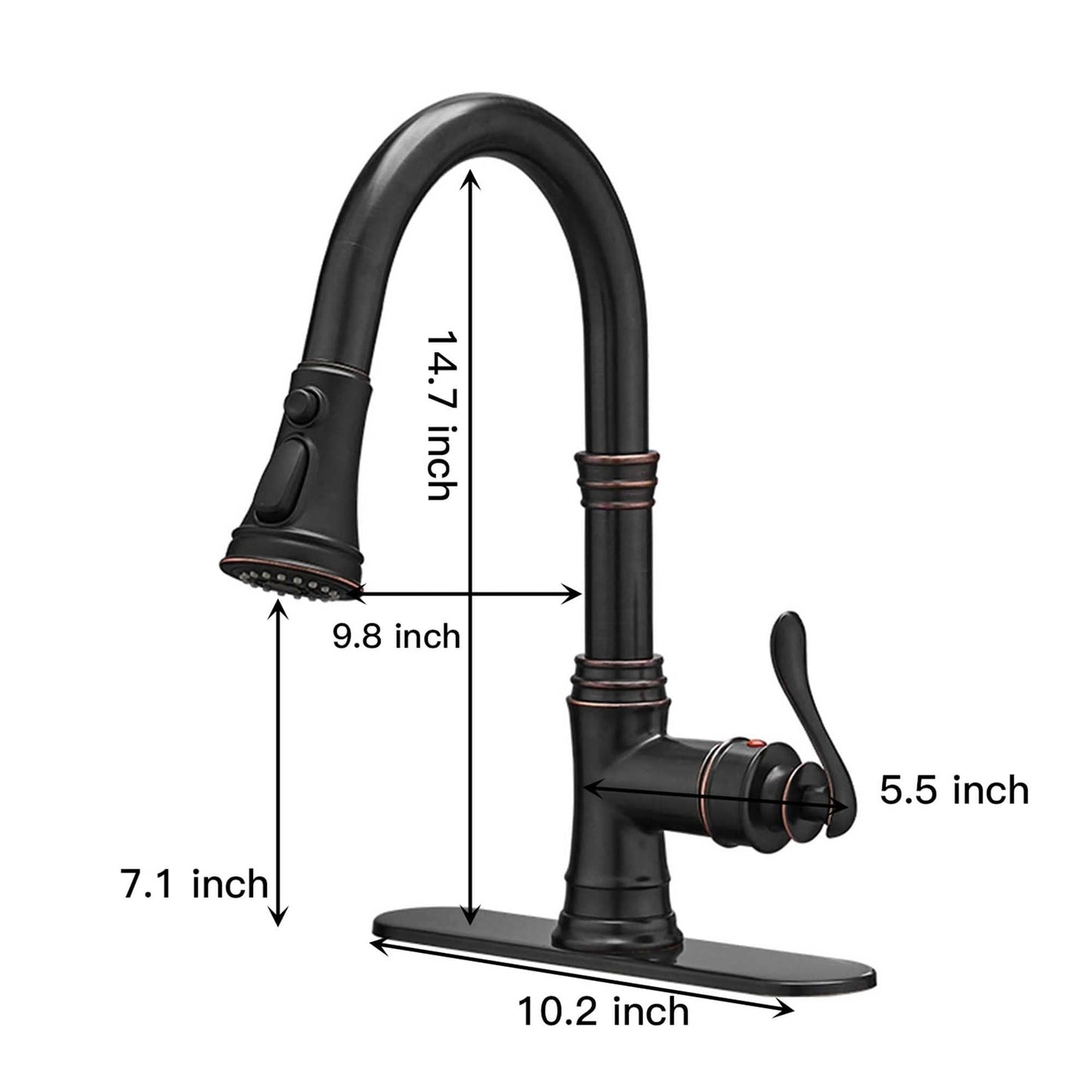 Robinet de cuisine à tirette, poignée unique, robinet d'évier de cuisine moderne à un trou avec douchette extractible, robinet de lavabo avec plaque de pont