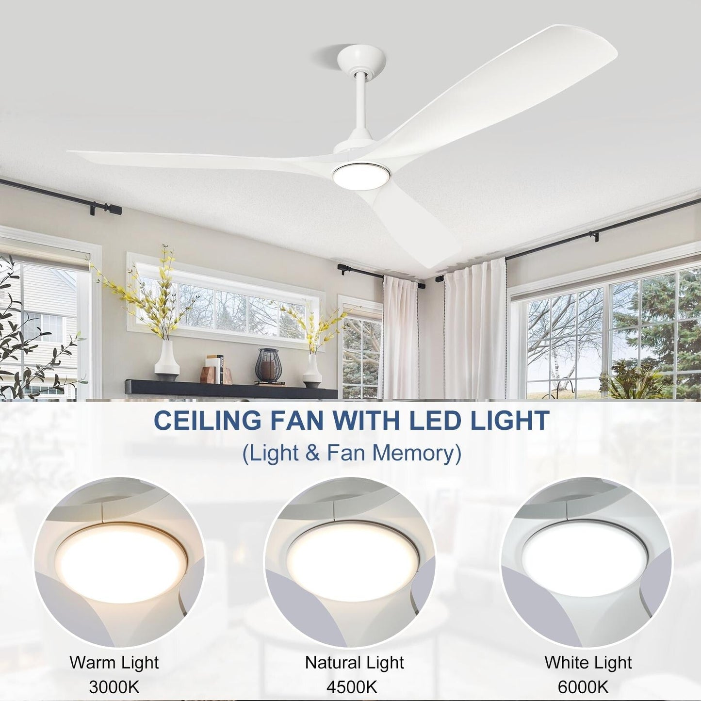 Ventilateur de plafond à distance avec lumières encastrées