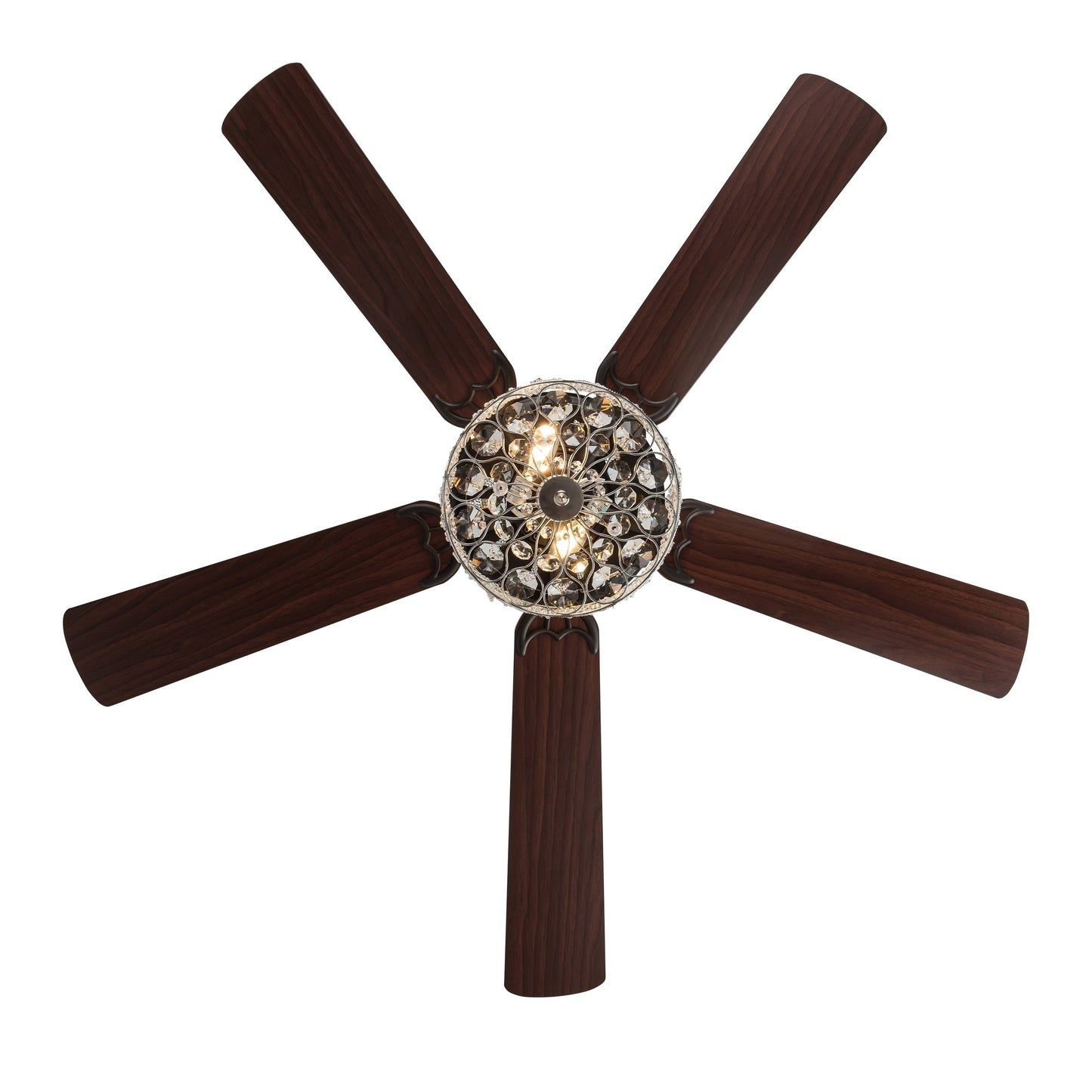 Ventilateur de plafond à DEL River of Goods Olivia, finition bronze huilé/cristal, 52 pouces - 52L x 52W x 18.25H - 52L x 52W x 18.25H
