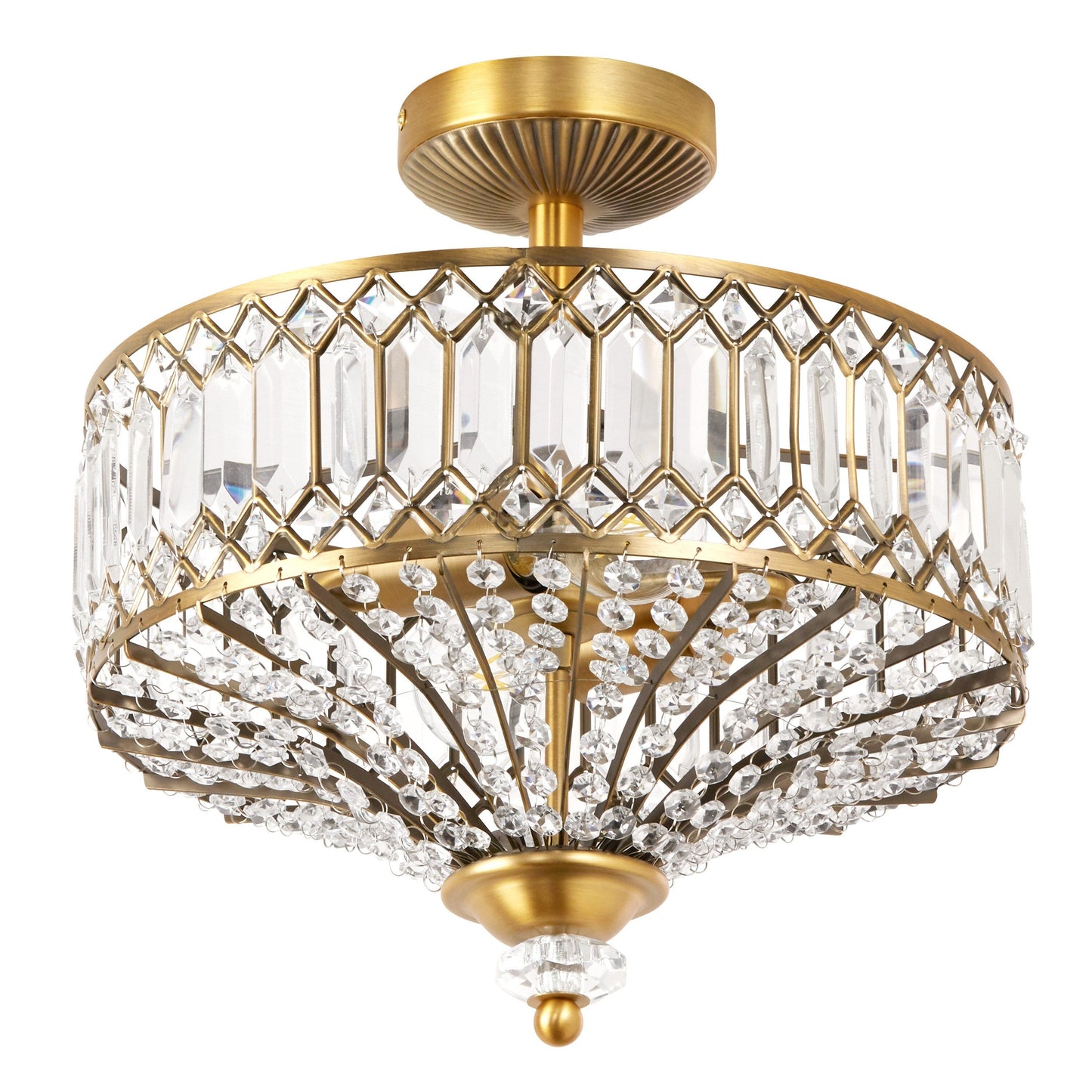 Luminaire semi-encastré en verre à plusieurs niveaux Silver Orchid Furey, bronze/or - 14,75 L x 14,75 l x 15,25 H