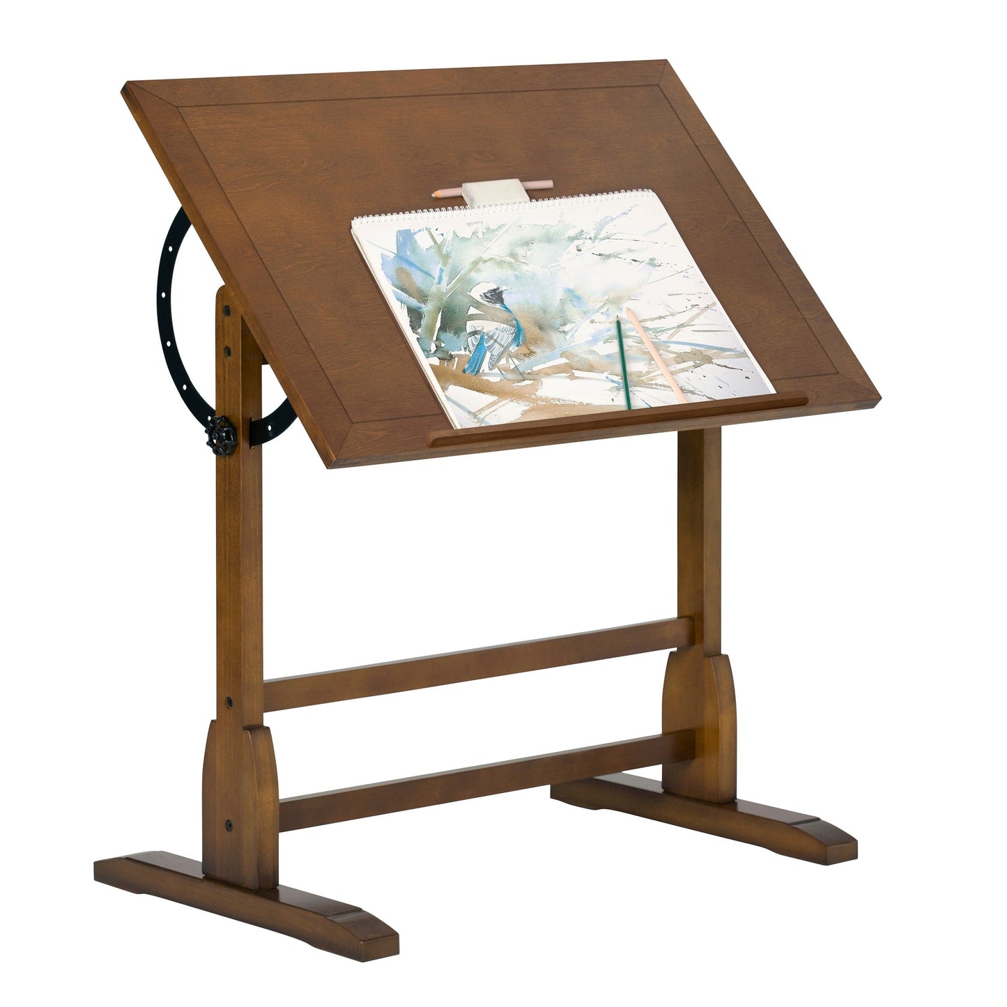 Table à dessin vintage en bois de 36 pouces avec plateau réglable en angle pour le dessin