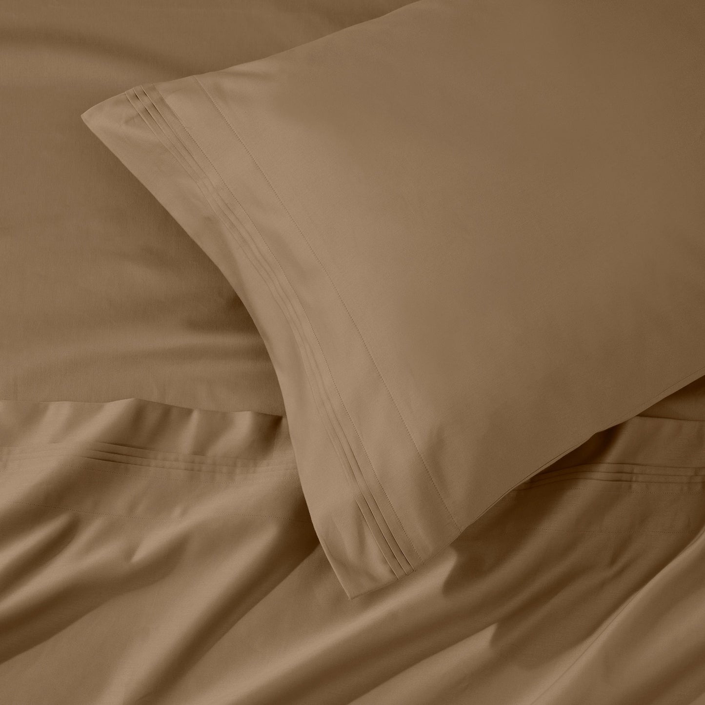Parure de draps en coton égyptien de qualité supérieure 1000 fils au pouce carré, à poches profondes et à motif uni