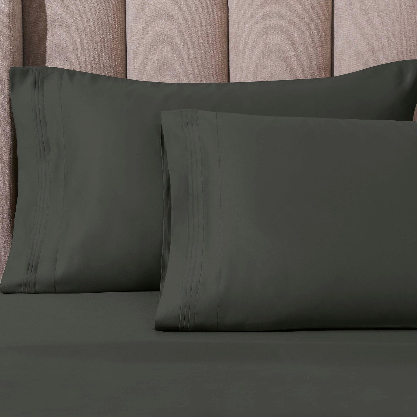 Parure de draps en coton égyptien de qualité supérieure 1000 fils au pouce carré, à poches profondes et à motif uni