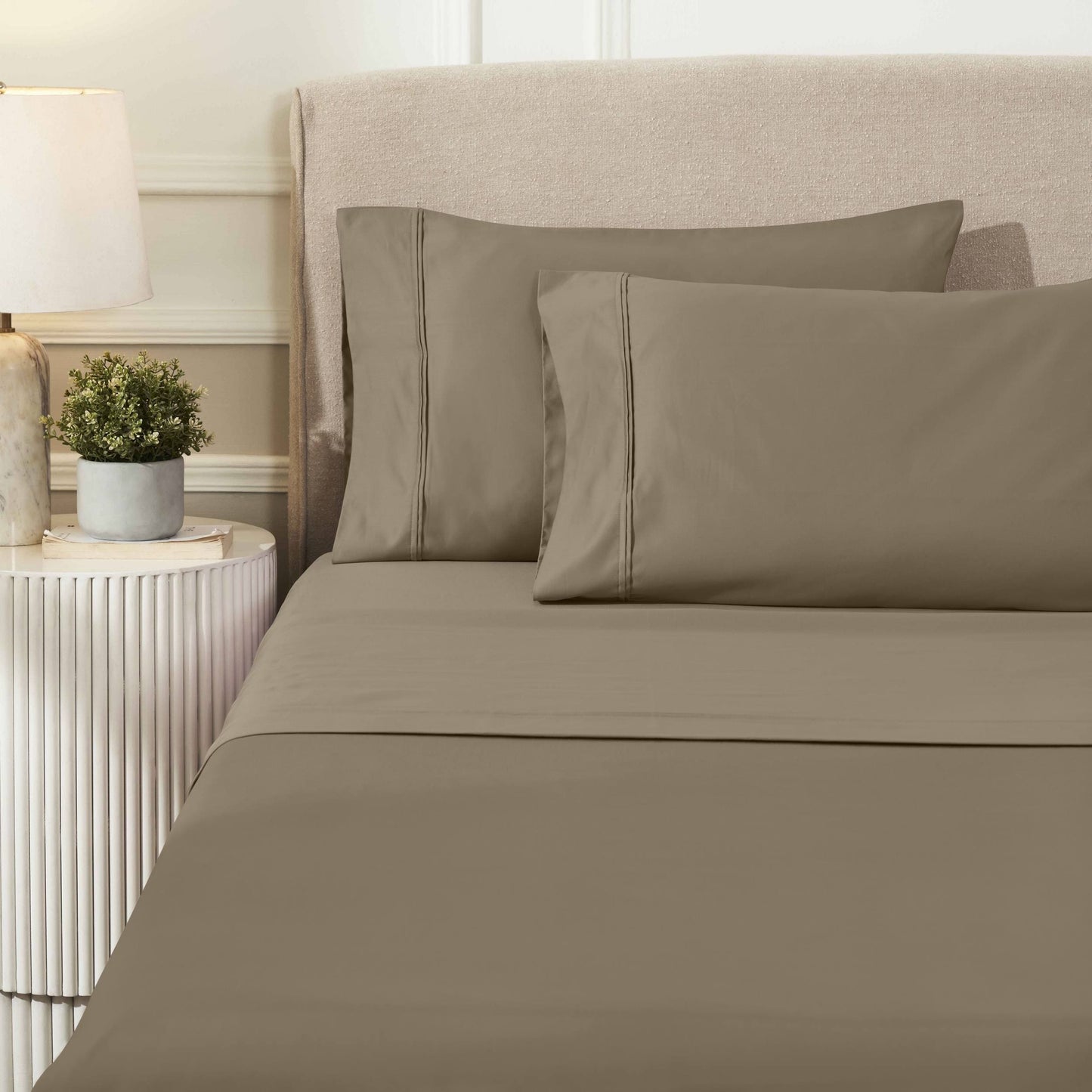 Parure de draps unie écologique en coton égyptien de qualité supérieure 1 200 fils