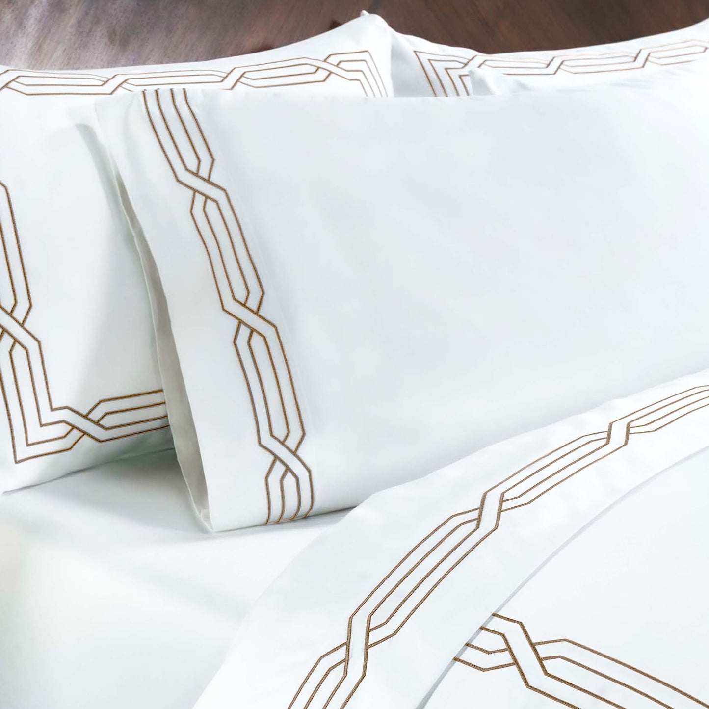 Parure de draps unie écologique en coton égyptien de qualité supérieure 1 200 fils