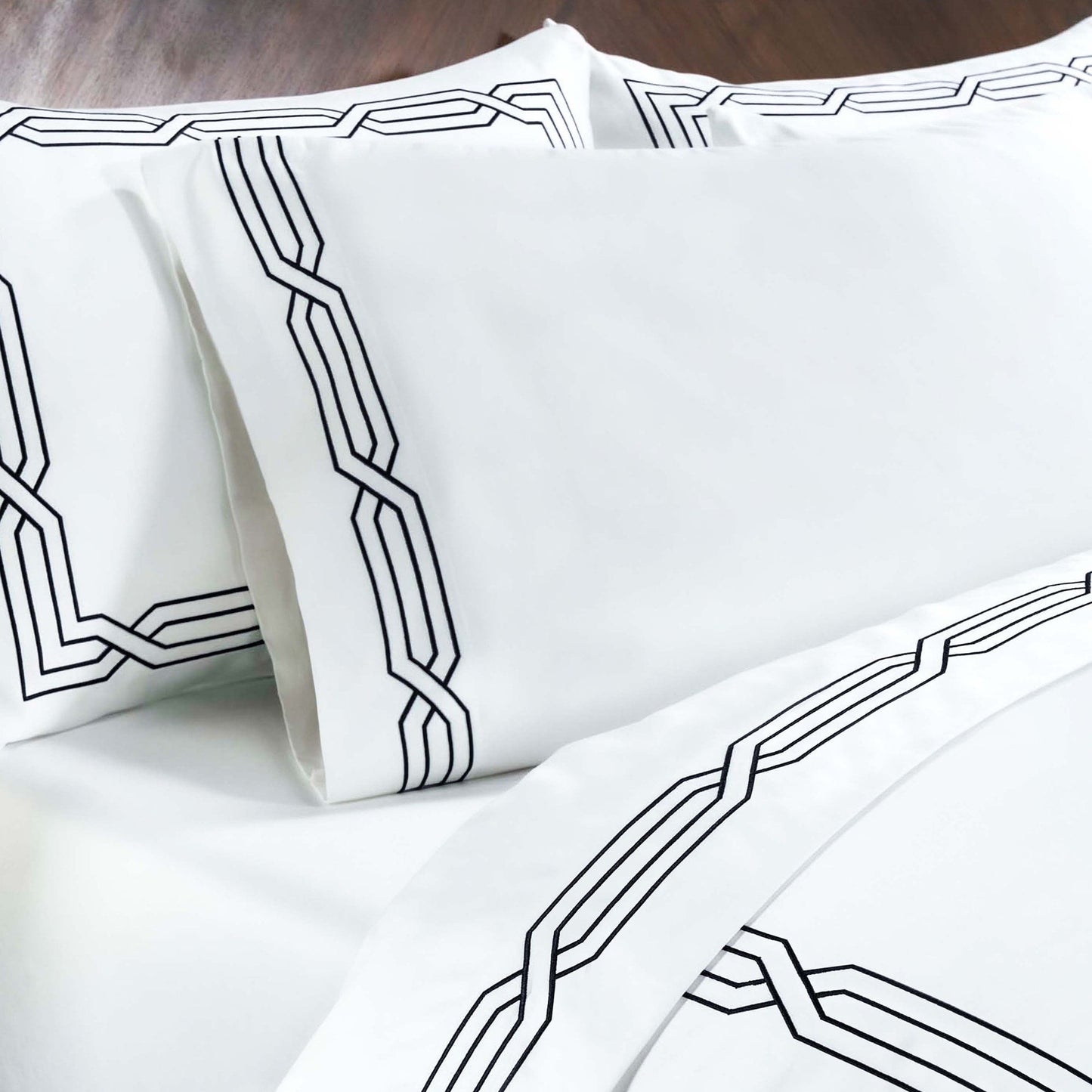 Parure de draps unie écologique en coton égyptien de qualité supérieure 1 200 fils