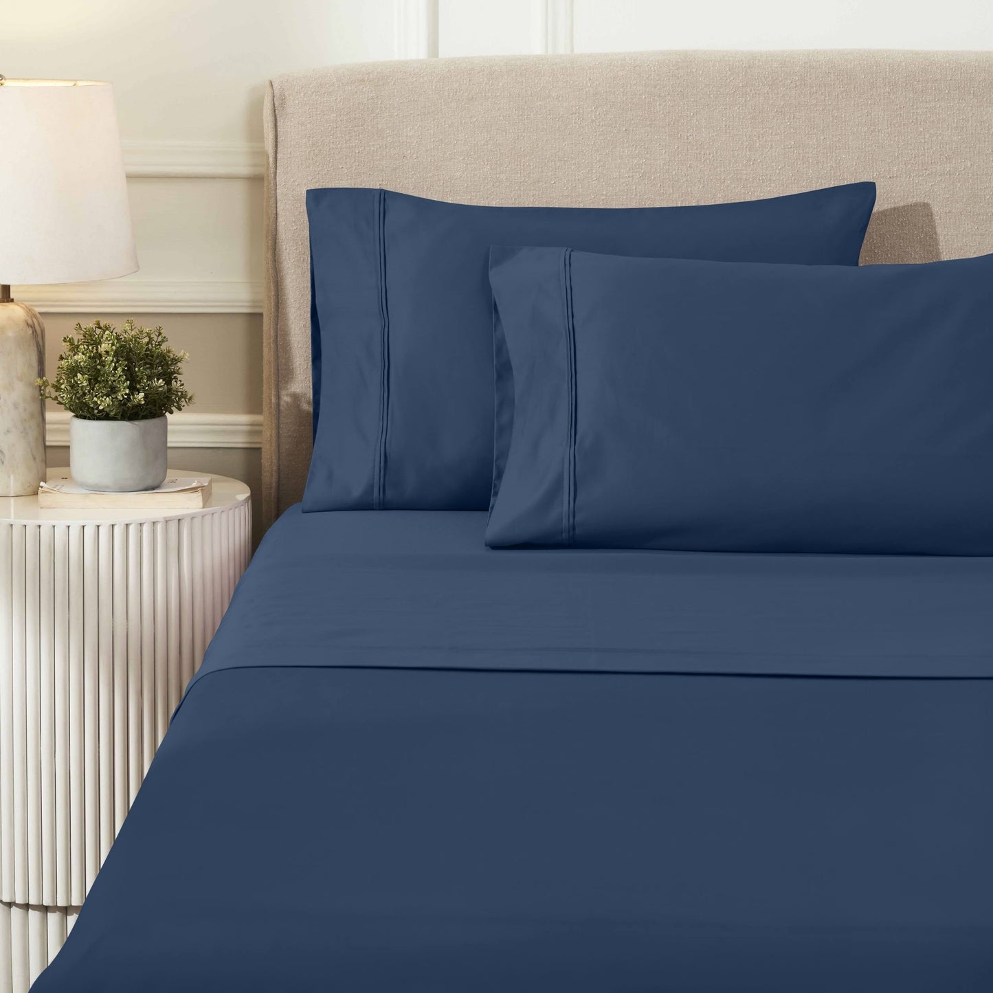 Parure de draps unie écologique en coton égyptien de qualité supérieure 1 200 fils