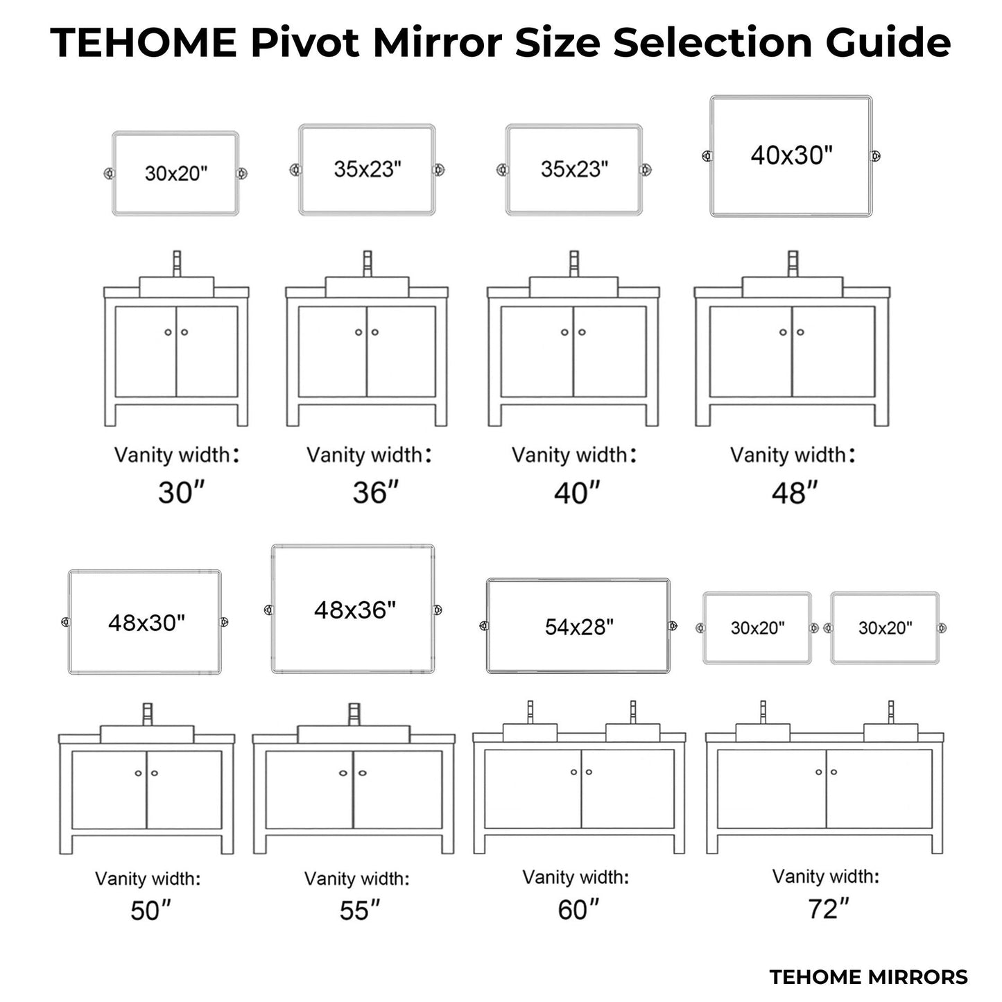 Miroir de salle de bain/de vanité biseauté horizontal TEHOME Lutalo