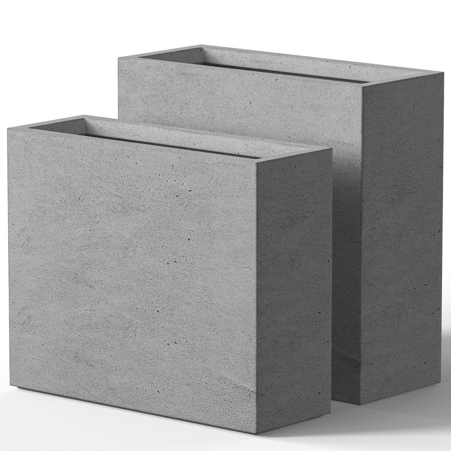 Jardinières rectangulaires en béton de grande taille / Grandes jardinières d'intérieur et d'extérieur