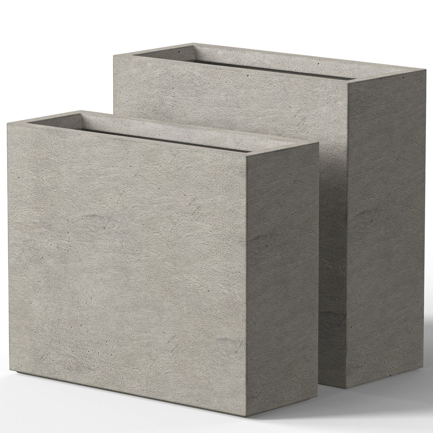 Jardinières rectangulaires en béton de grande taille / Grandes jardinières d'intérieur et d'extérieur