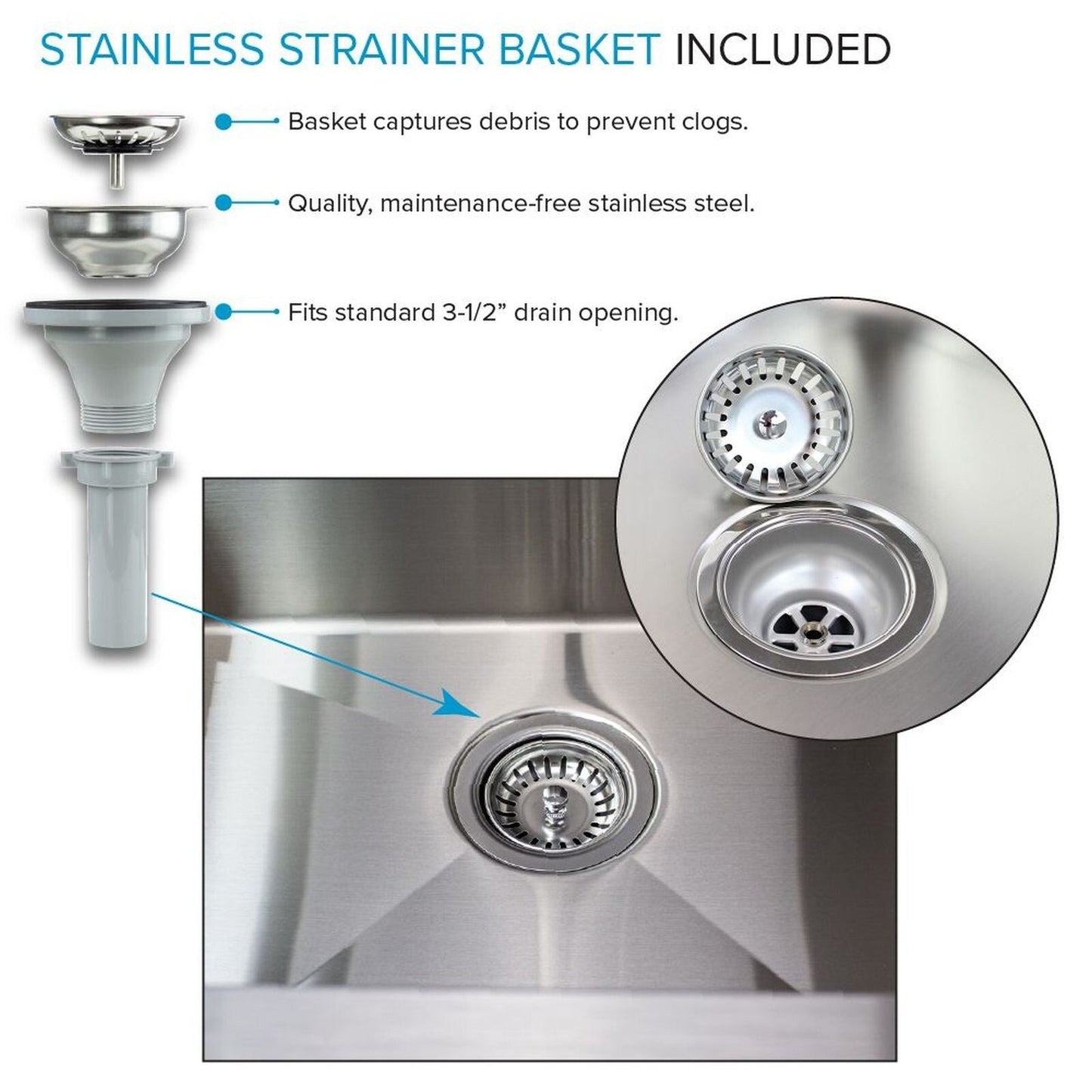 Évier de buanderie et lavabo en acier inoxydable Transolid EWS-2422S de 24 po de largeur x 22 po de profondeur x 35 po de hauteur - 24 po x 22 po