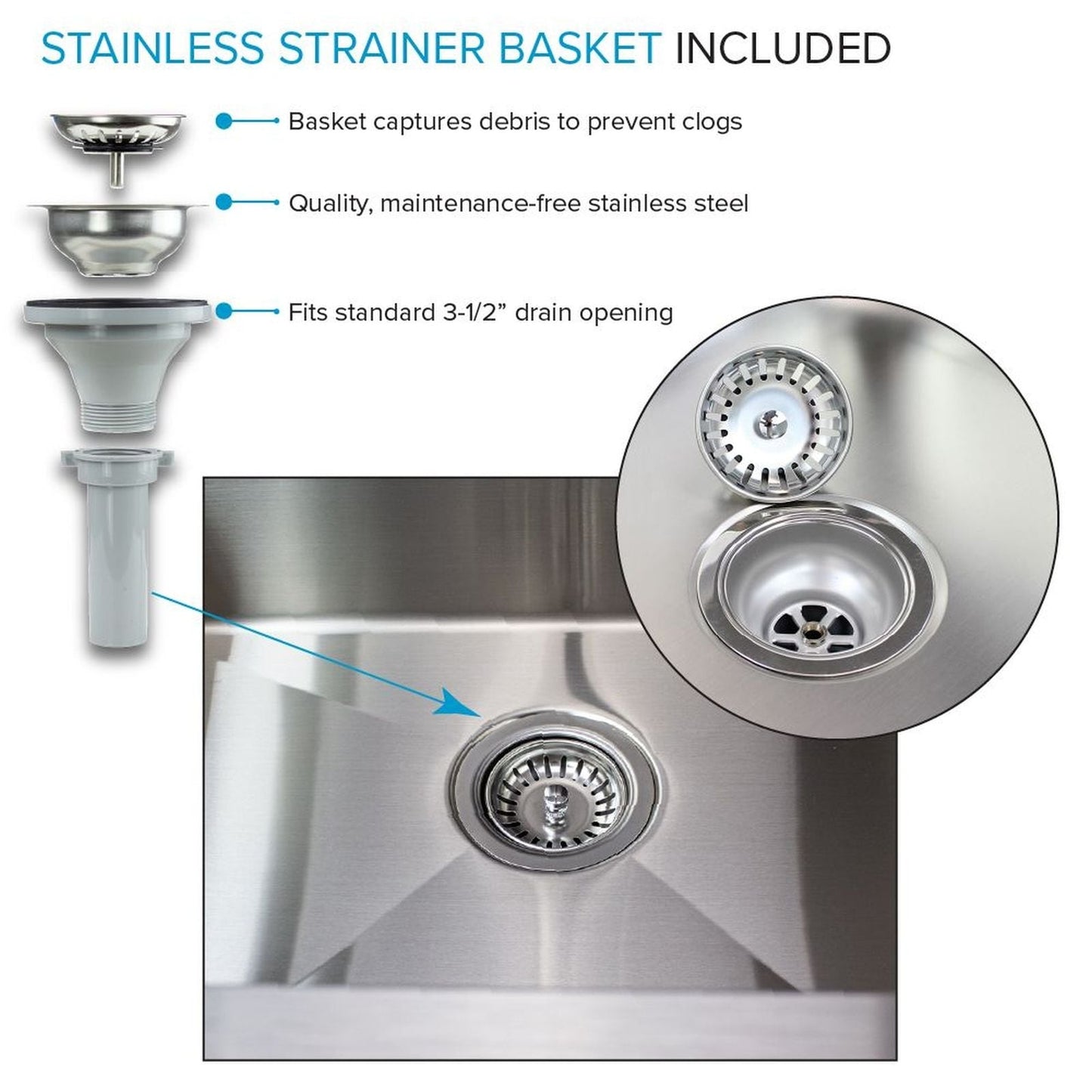 Évier de buanderie et lavabo en acier inoxydable Transolid EWS-2422S de 24 po de largeur x 22 po de profondeur x 35 po de hauteur - 24 po x 22 po