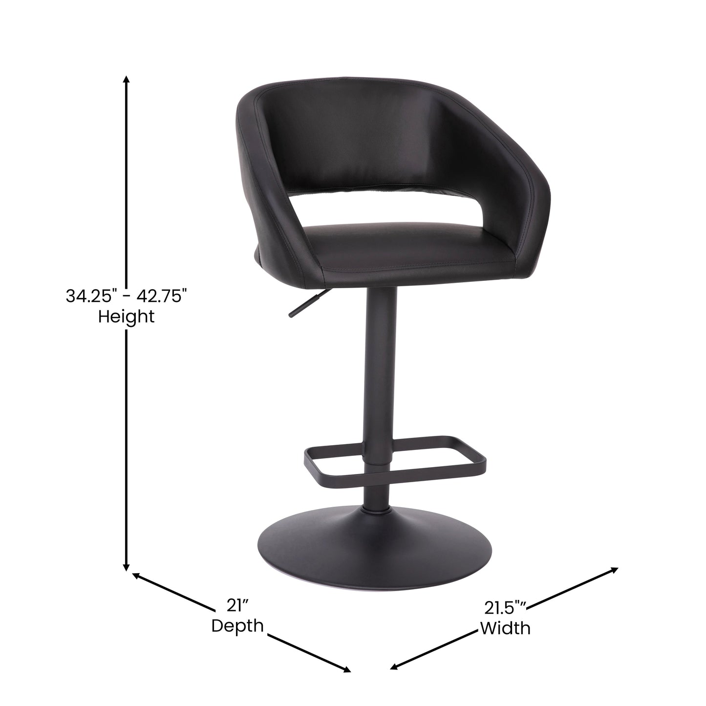 Tabouret de bar moderne rembourré à hauteur réglable avec dossier arrondi