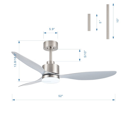 Ventilateur de plafond à DEL de 52 pouces avec télécommande (3 pales)