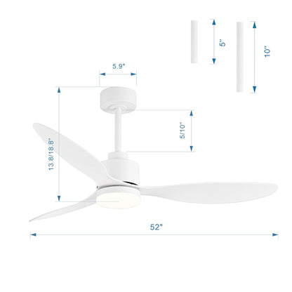 Ventilateur de plafond à DEL de 52 pouces avec télécommande (3 pales)