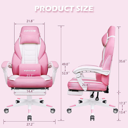 Chaise de jeu de style course BOSSIN, chaise de jeu grande et grande de 300 lb, chaise d'ordinateur à dossier haut